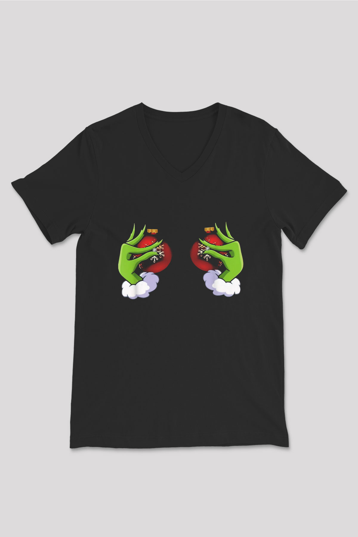 Yılbaşı Siyah Unisex V Yaka Tişört