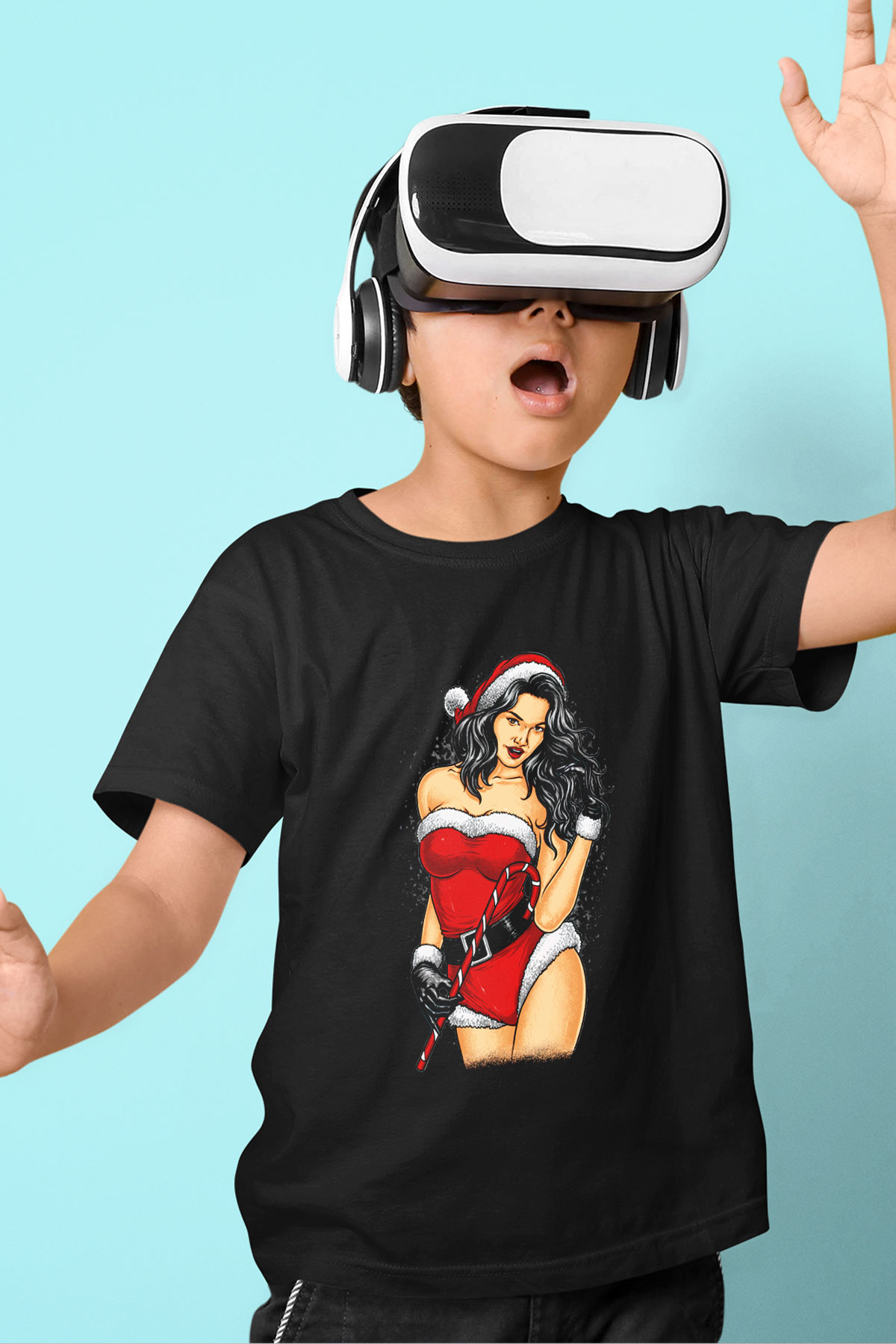 Yılbaşı Yeni Yıl Baskılı Siyah Unisex Çocuk Tişört