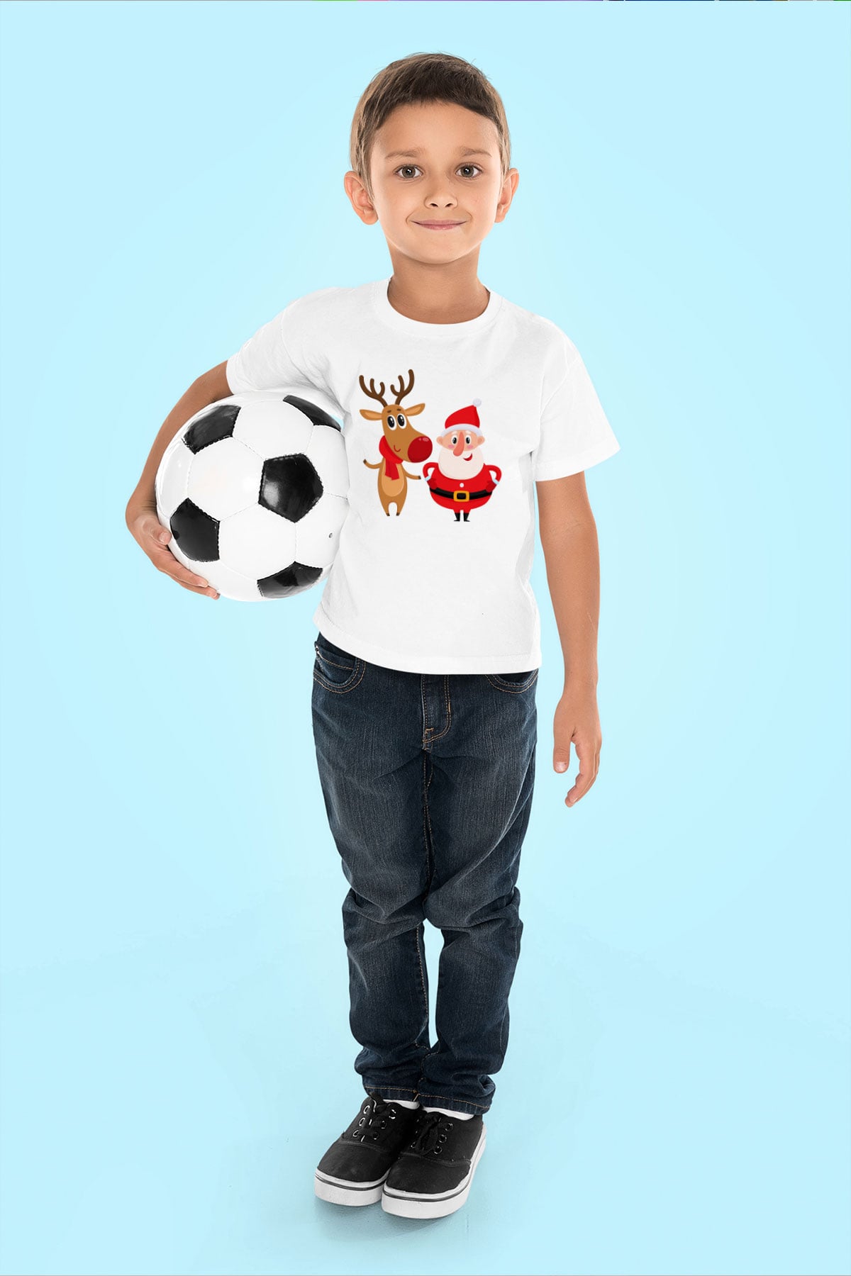 Yılbaşı Yeni Yıl Christmas Baskılı Beyaz Unisex Çocuk Tişört