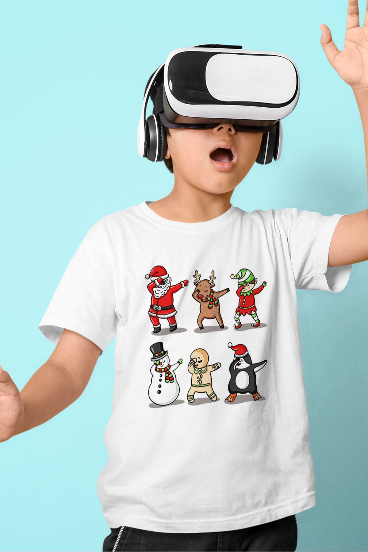 Yılbaşı Yeni Yıl Christmas Baskılı Beyaz Unisex Çocuk Tişört