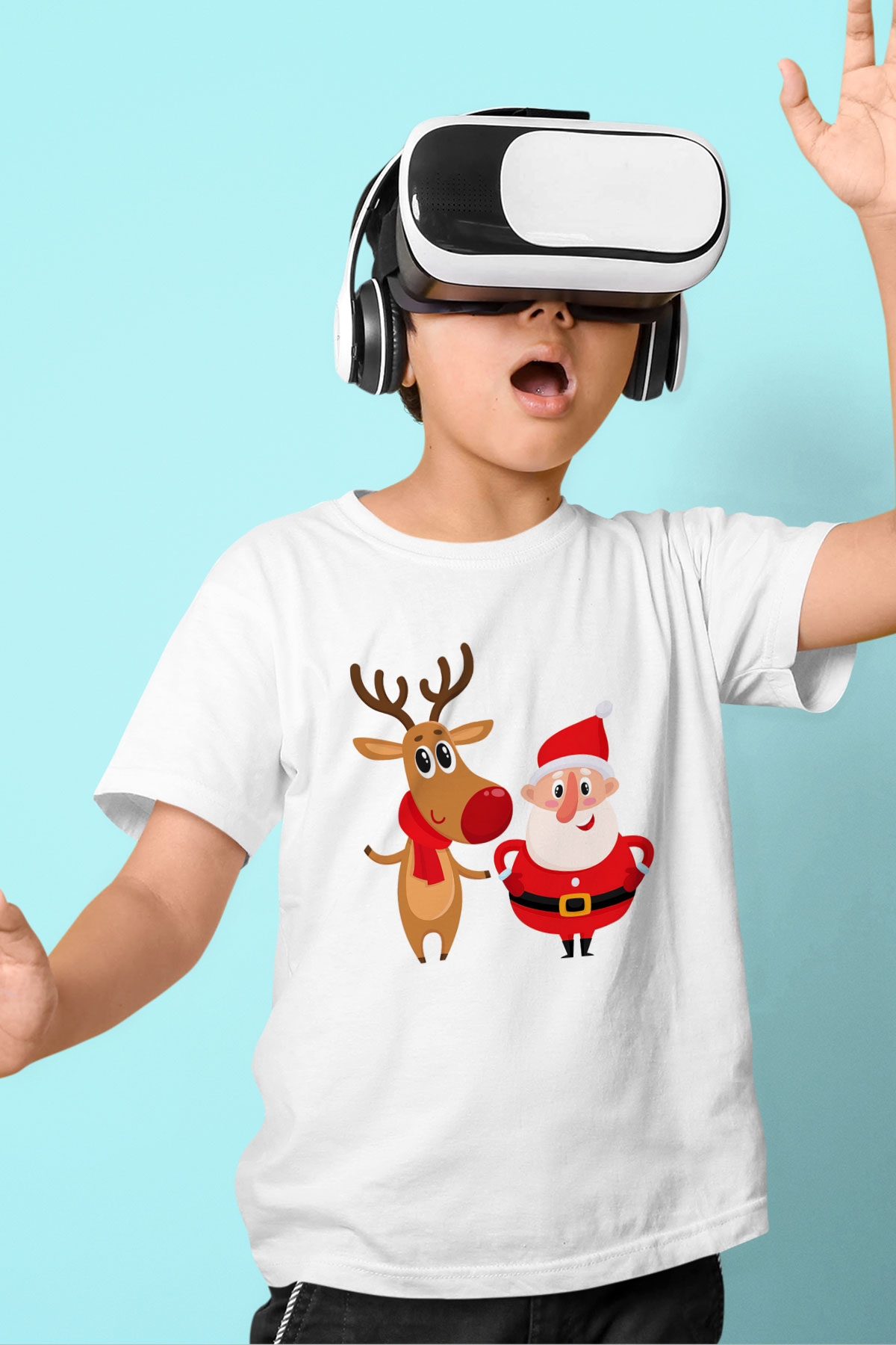 Yılbaşı Yeni Yıl Christmas Baskılı Beyaz Unisex Çocuk Tişört