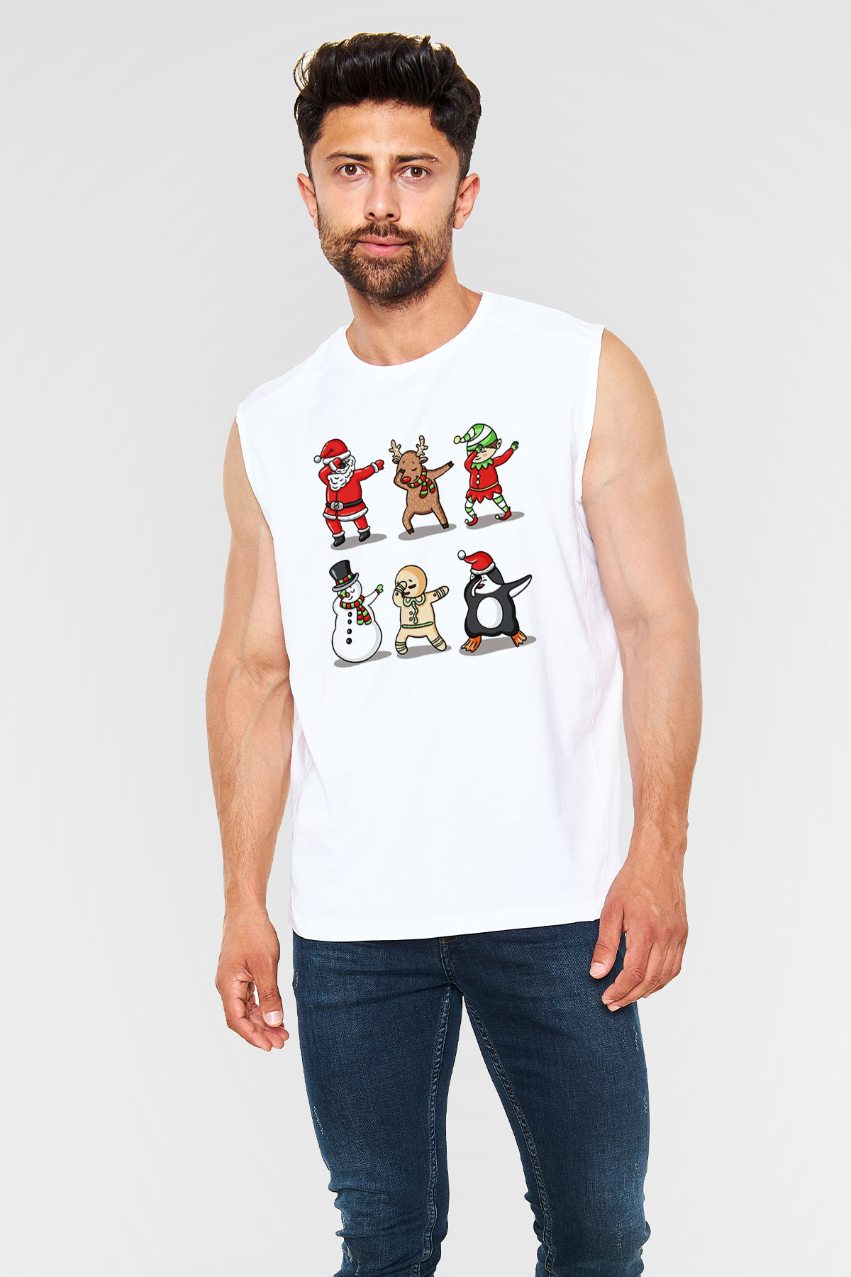 Yılbaşı Yeni Yıl Christmas Beyaz Unisex Kolsuz Tişört