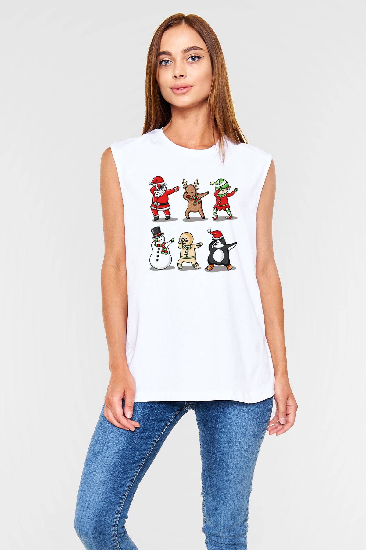 Yılbaşı Yeni Yıl Christmas Beyaz Unisex Kolsuz Tişört