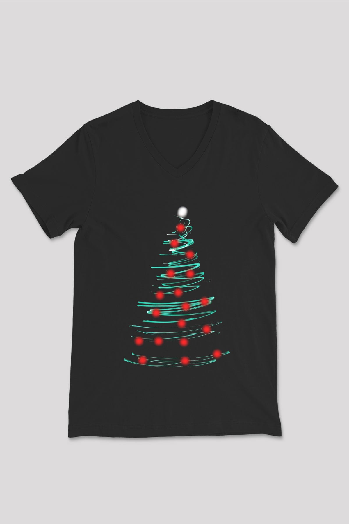 Yılbaşı Yeni Yıl Christmas Siyah Unisex V Yaka Tişört T-Shirt