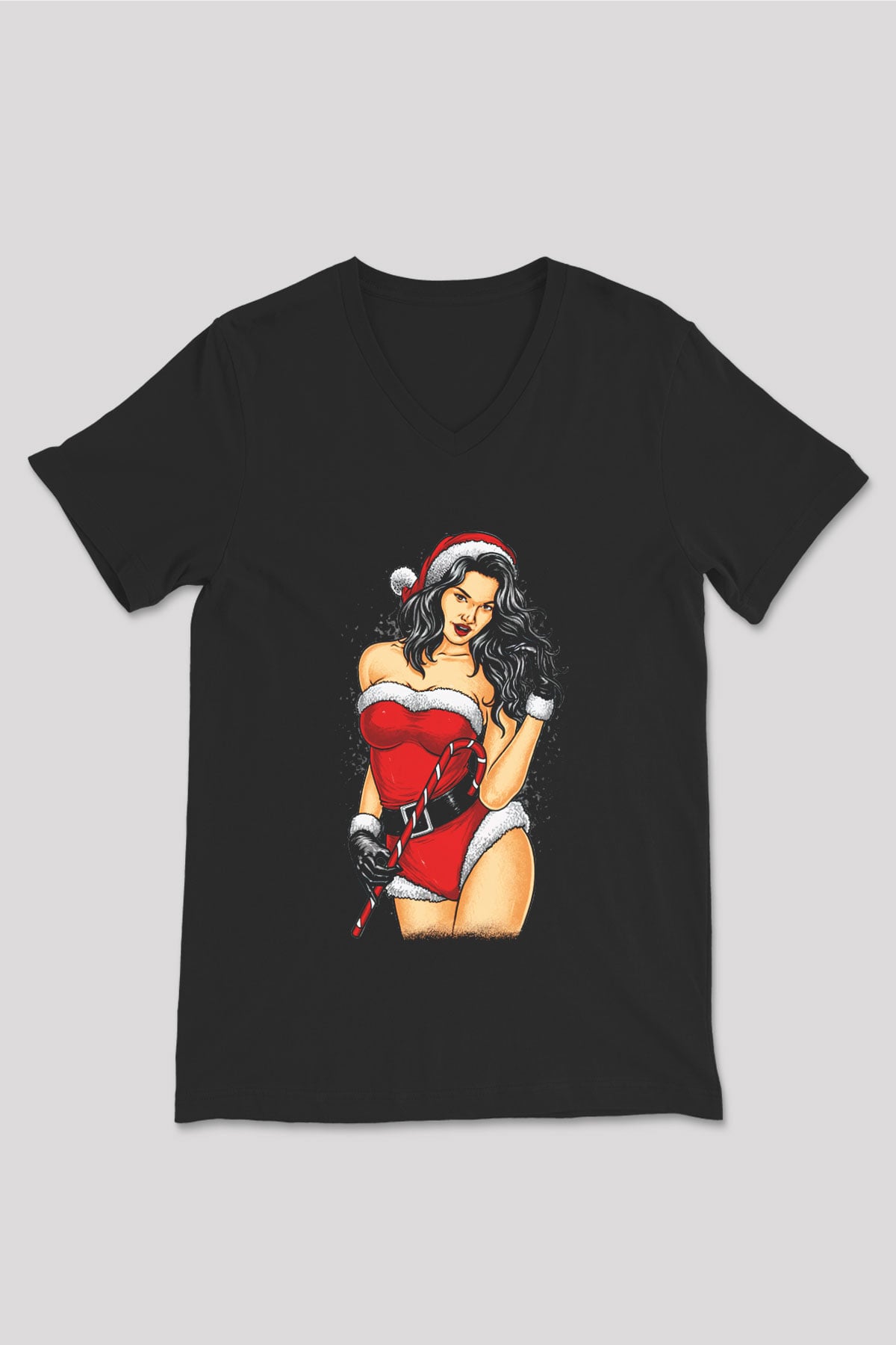 Yılbaşı Yeni Yıl Siyah Unisex V Yaka Tişört T-Shirt