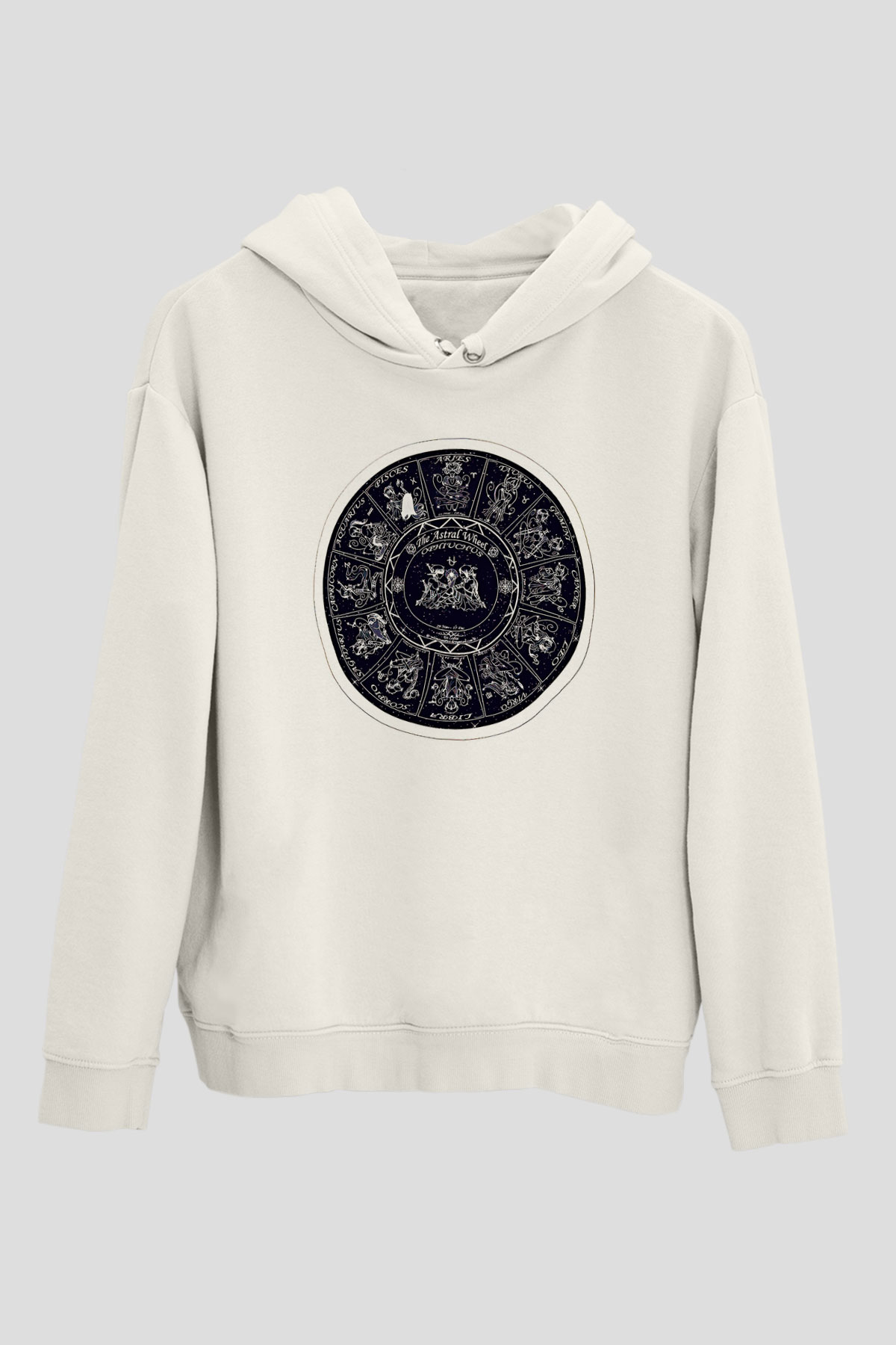 Yıldız Haritaları Baskılı Beyaz Unisex Hoodie