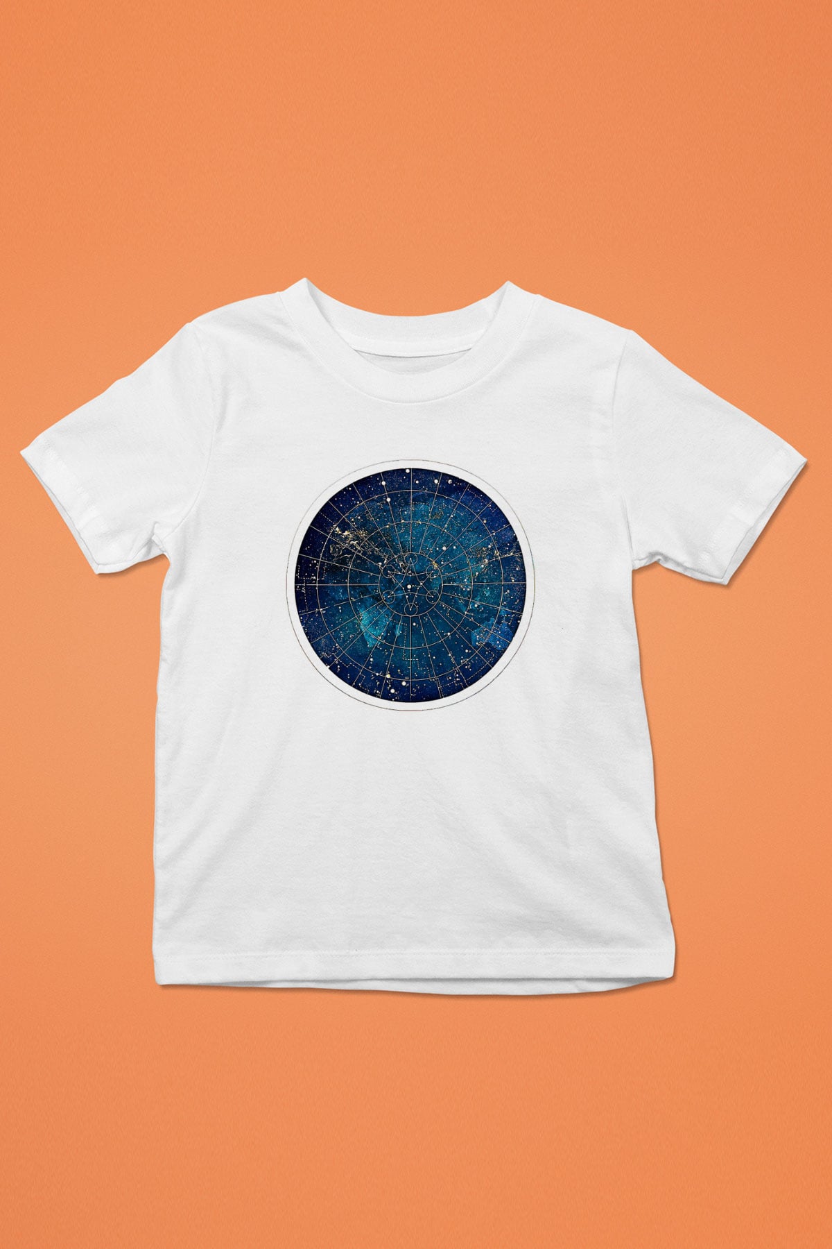 Yıldız Haritaları Baskılı Beyaz Unisex Beyaz Çocuk Tişört - Tshirt