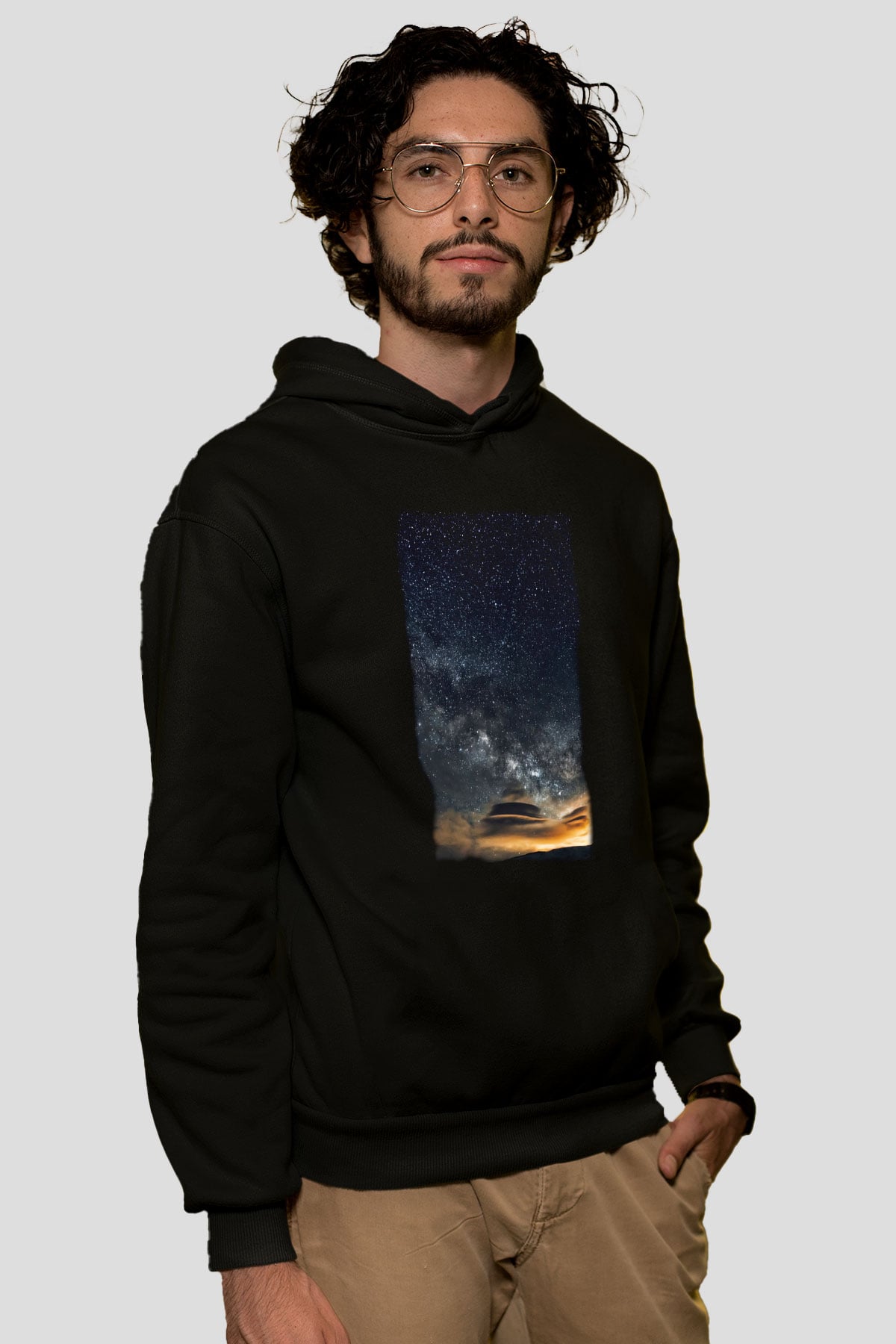 Yıldız Siyah Unisex Hoodie