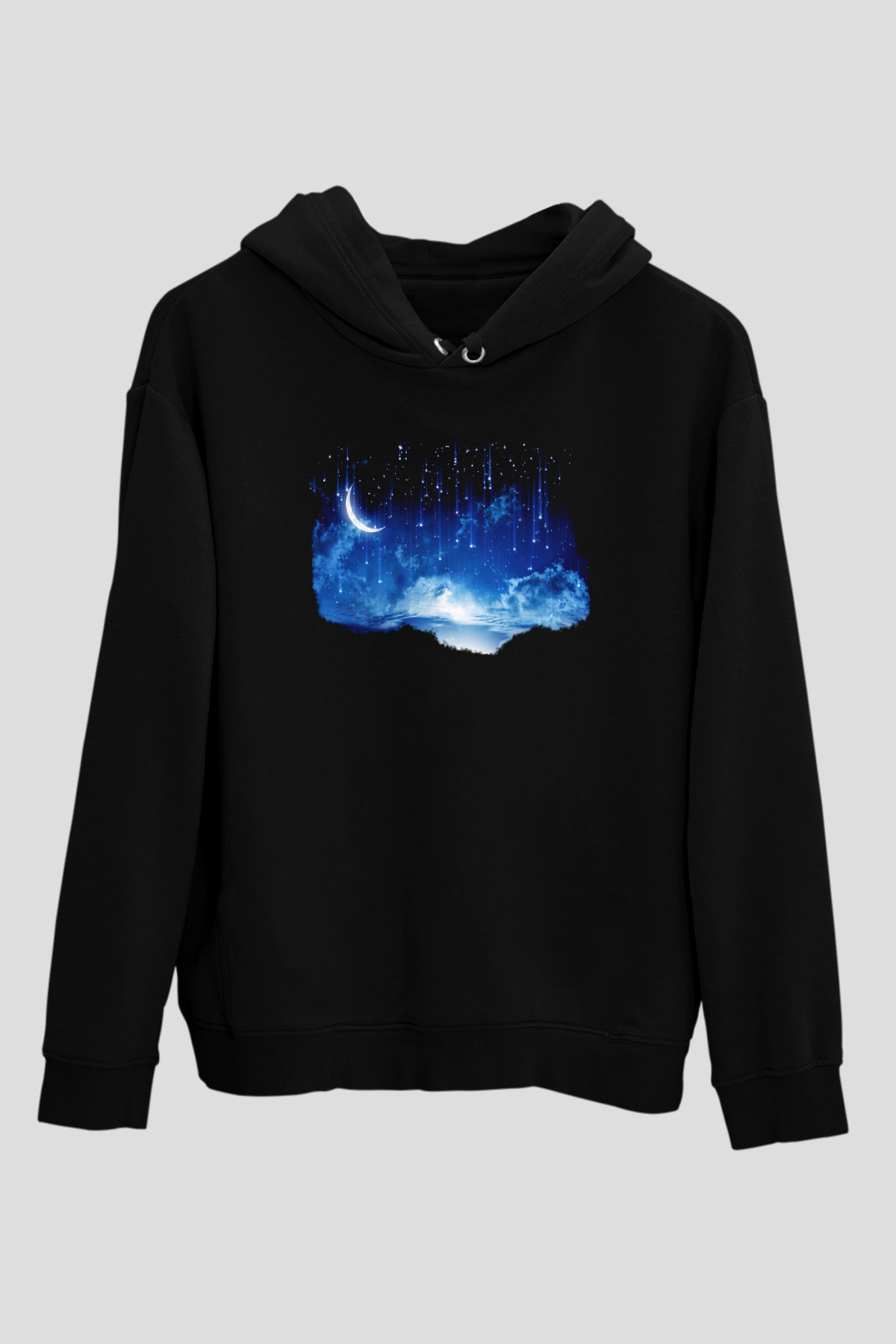 Yıldız Siyah Unisex Kapüşonlu Sweatshirt