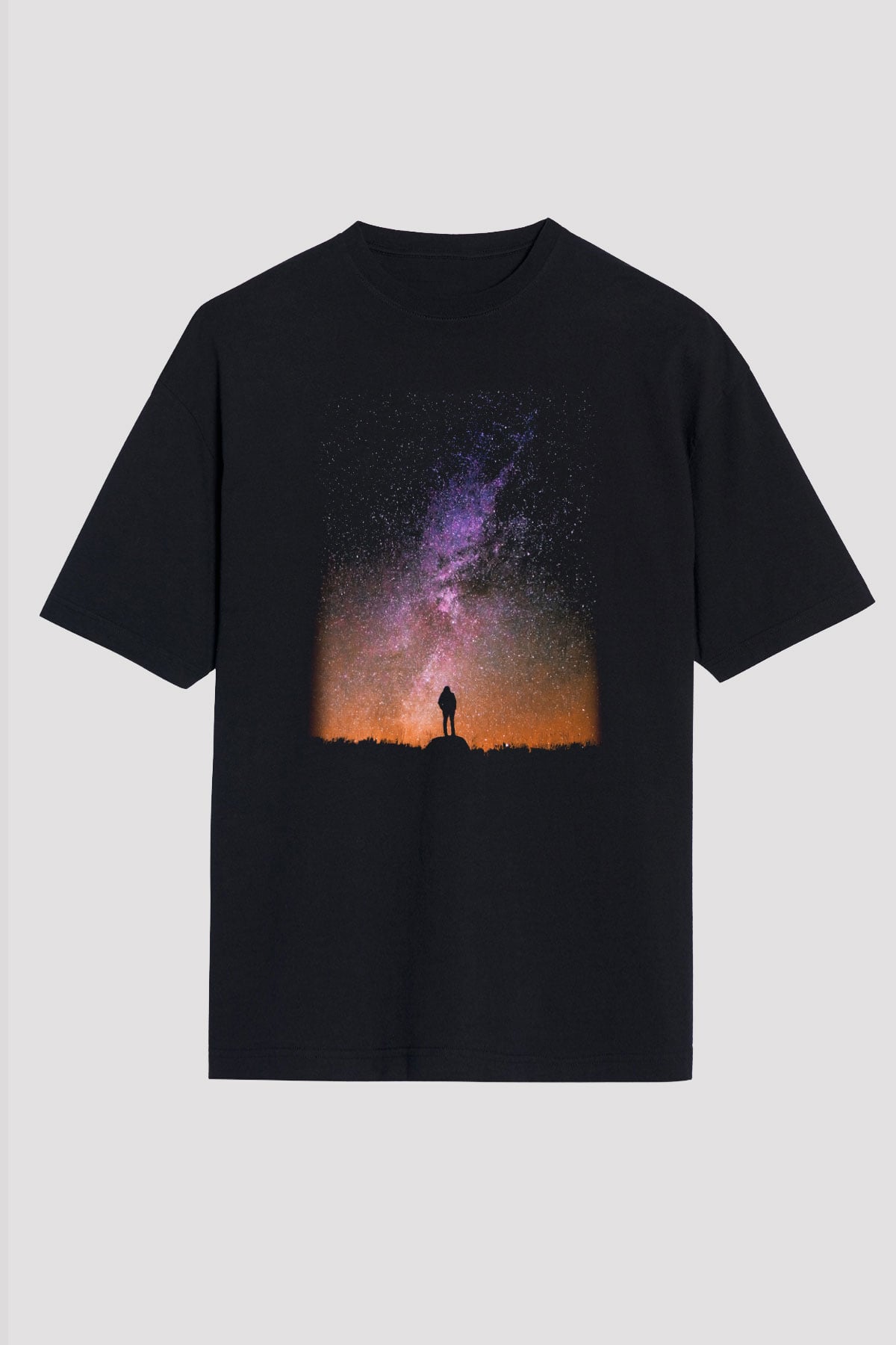 Yıldız Siyah Unisex Oversize Tişört T-Shirt