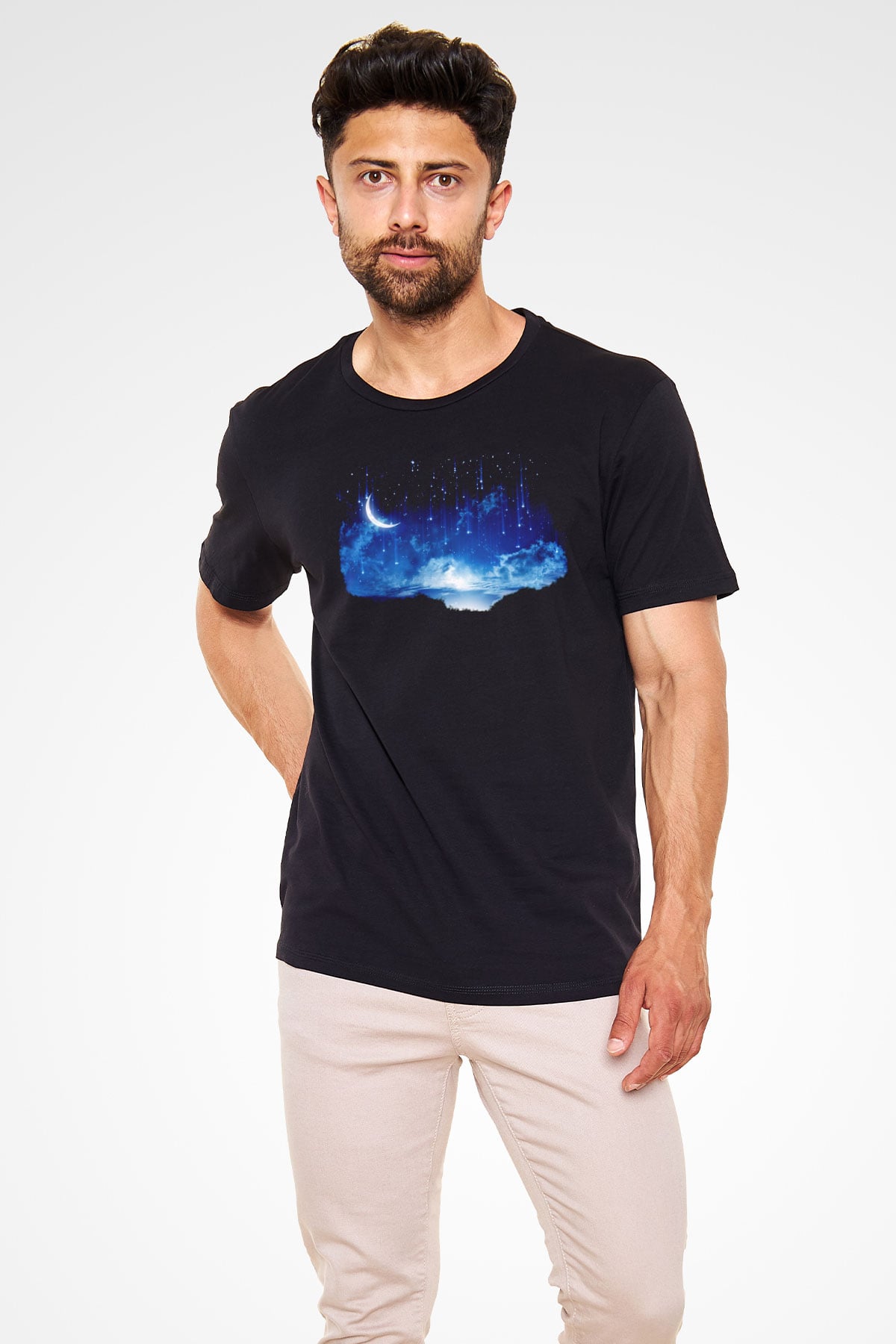 Yıldız Siyah Unisex Tişört T-Shirt - TişörtFabrikası