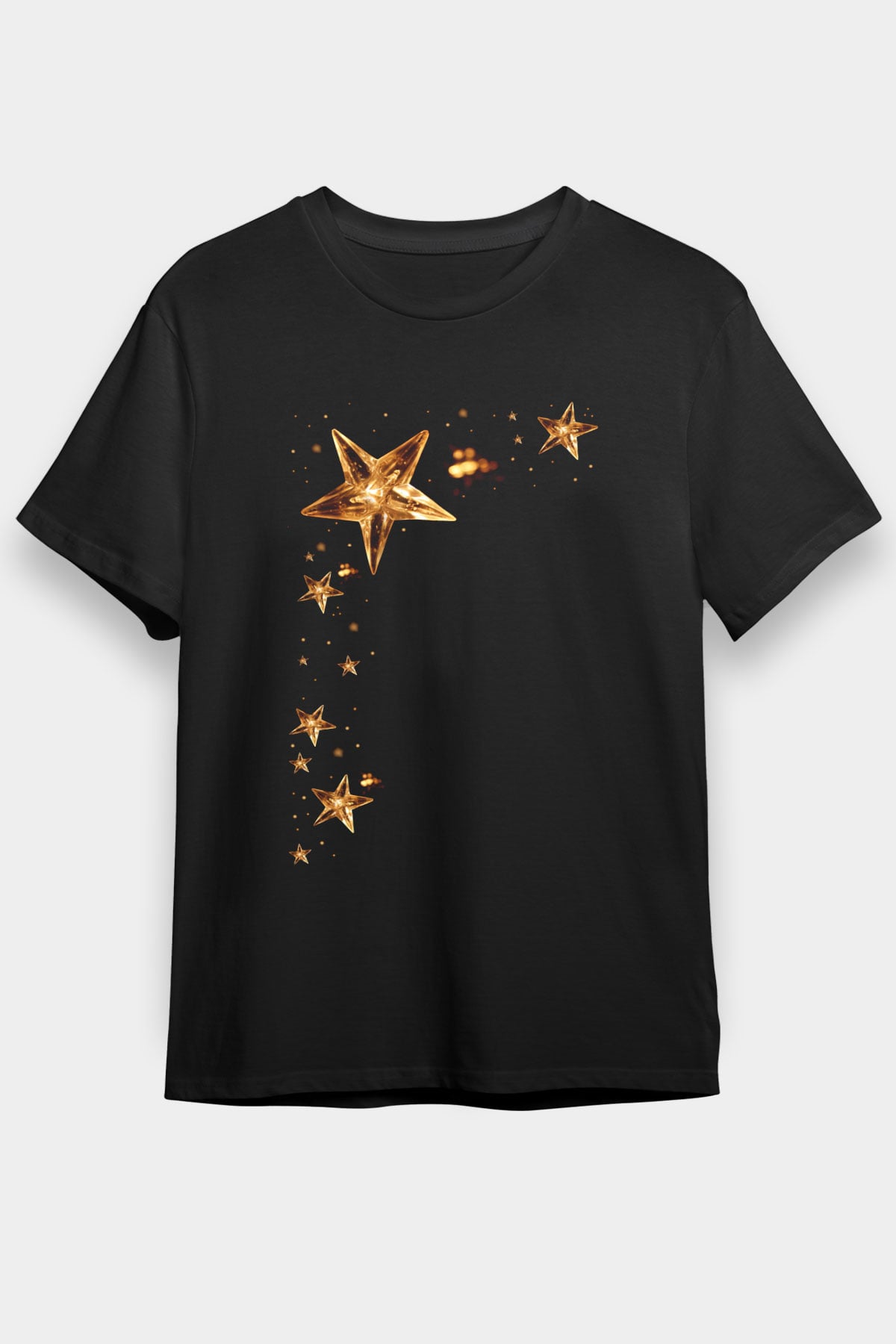 Yıldız Siyah Unisex Tişört T-Shirt - TişörtFabrikası