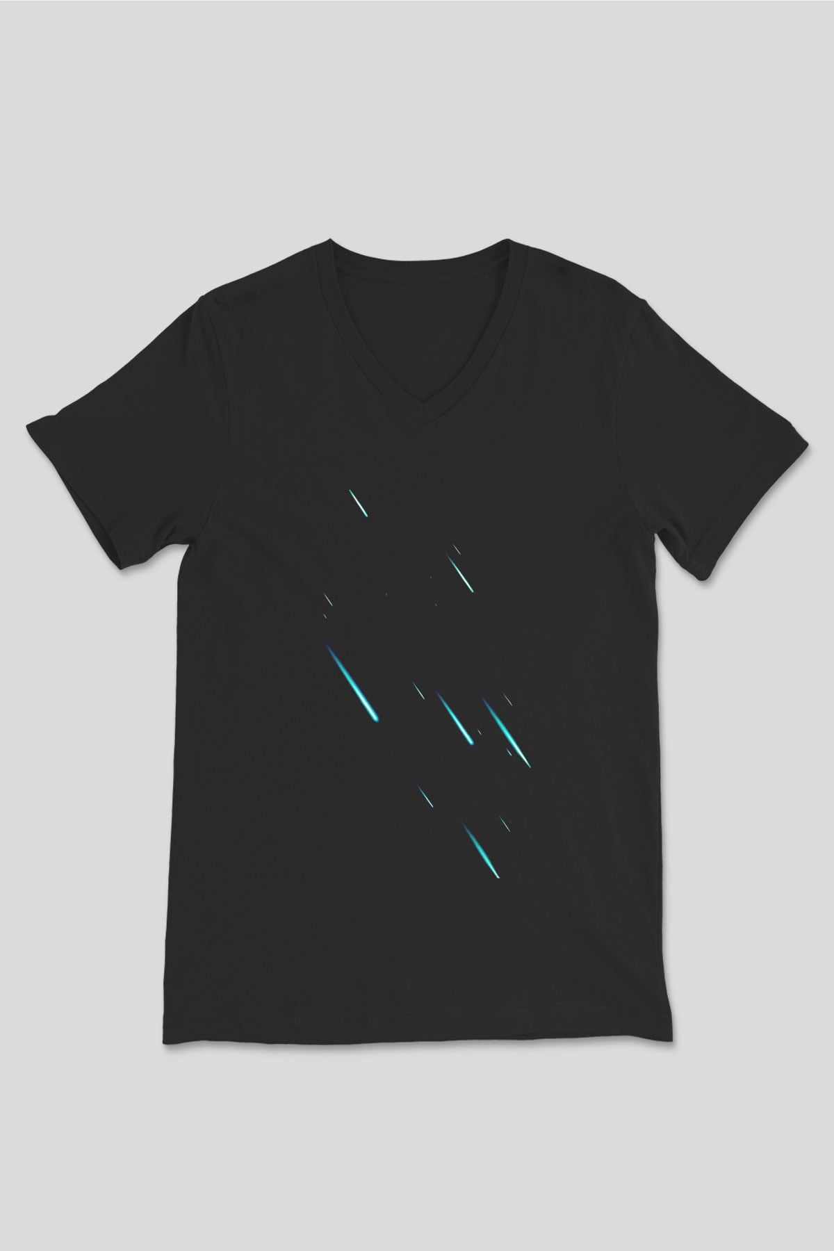 Yıldız Siyah Unisex V Yaka Tişört T-Shirt