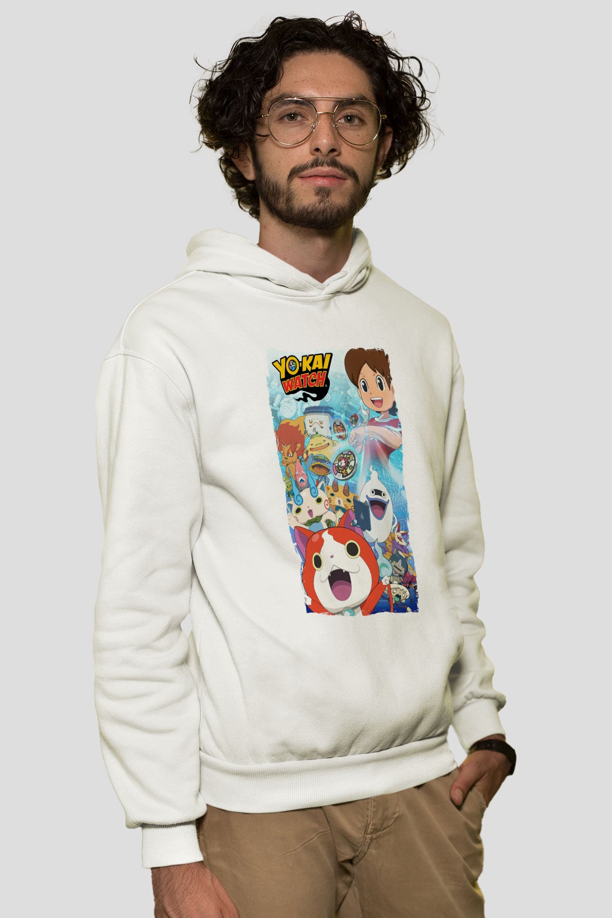 Yo-kai Watch Beyaz Unisex Hoodie