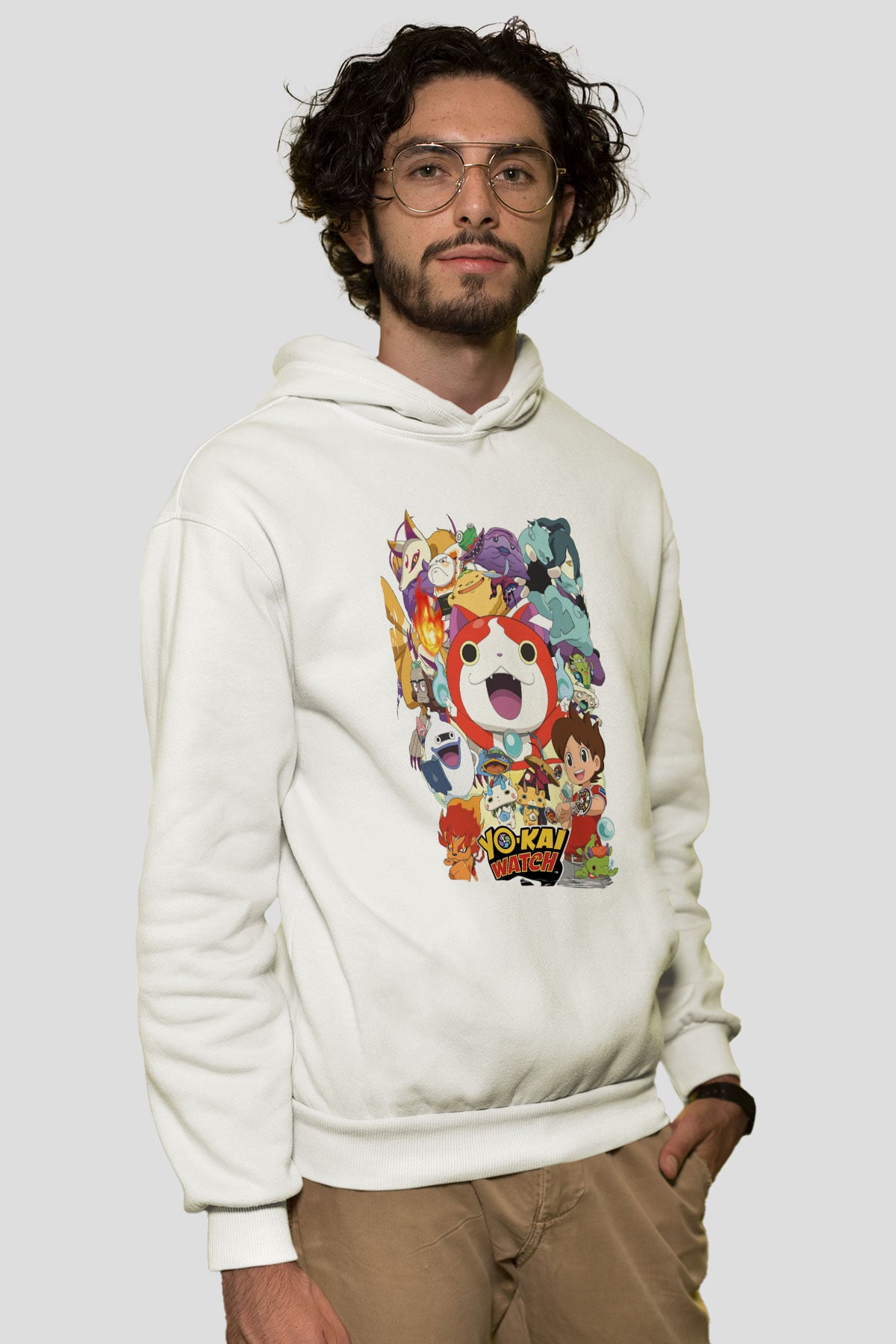 Yo-kai Watch Beyaz Unisex Hoodie