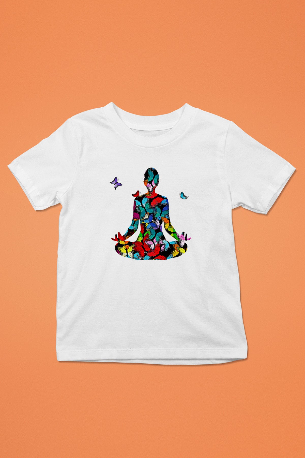 Yoga Baskılı Unisex Beyaz Çocuk Tişört - Tshirt