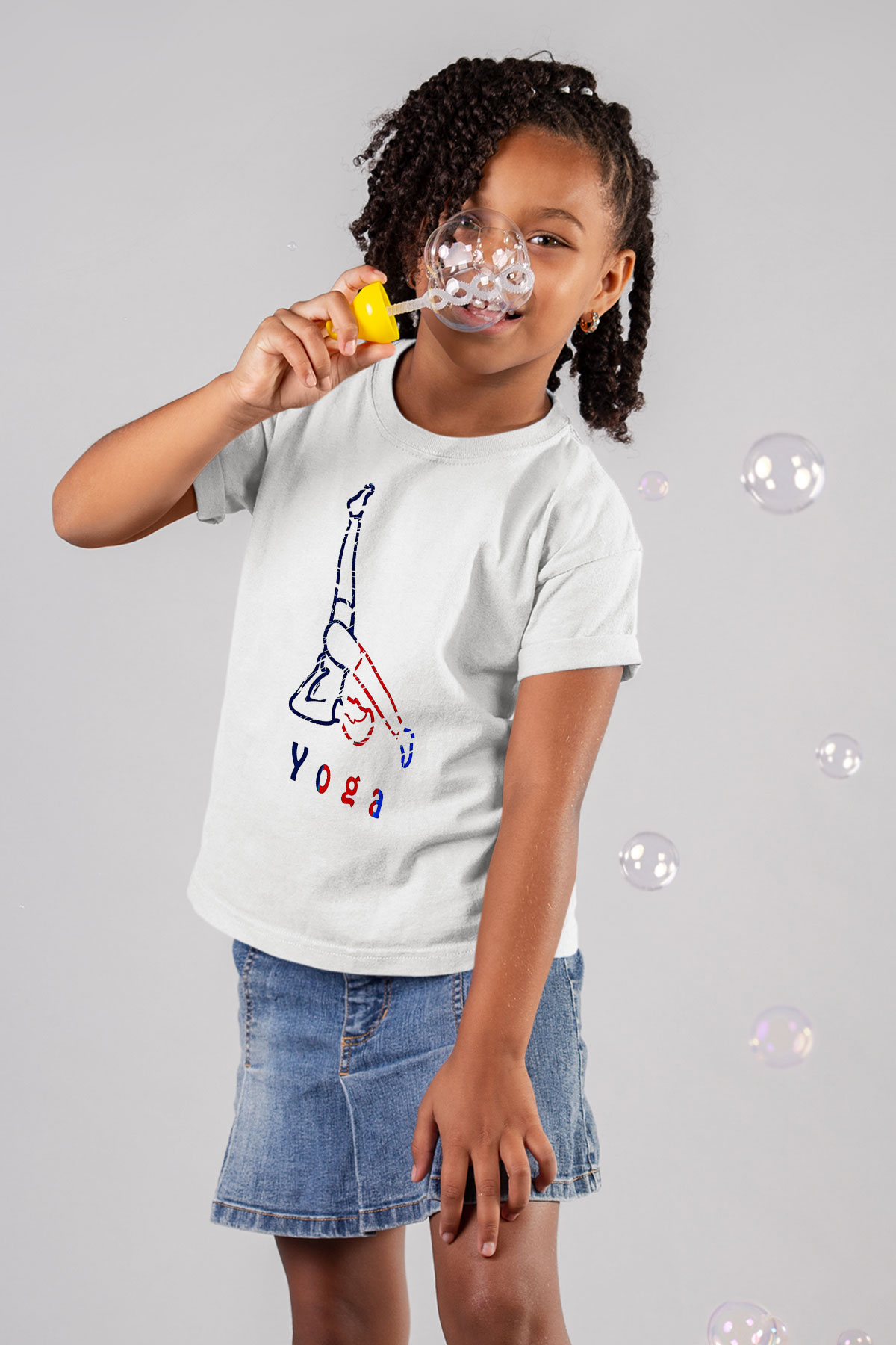 Yoga Baskılı Unisex Beyaz Çocuk Tişört - Tshirt