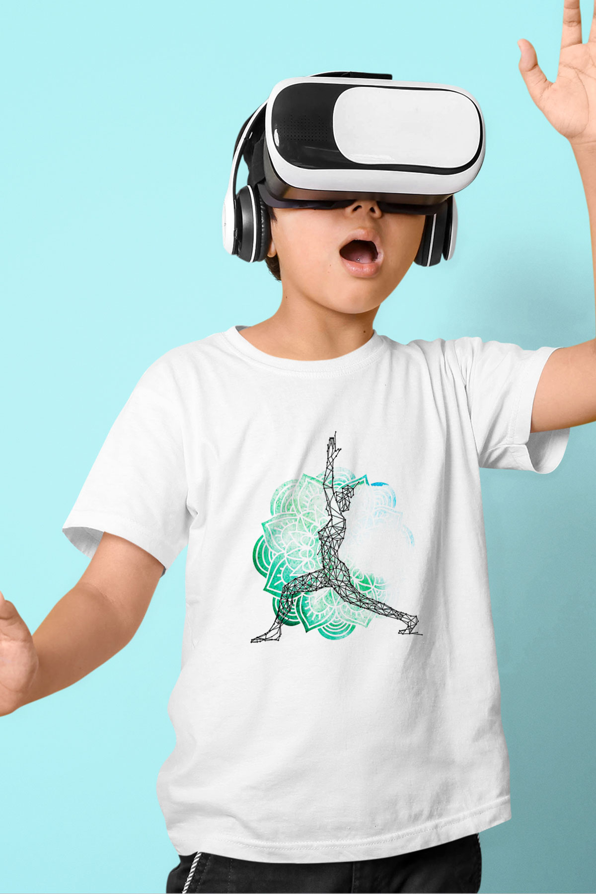 Yoga Baskılı Unisex Beyaz Çocuk Tişört - Tshirt