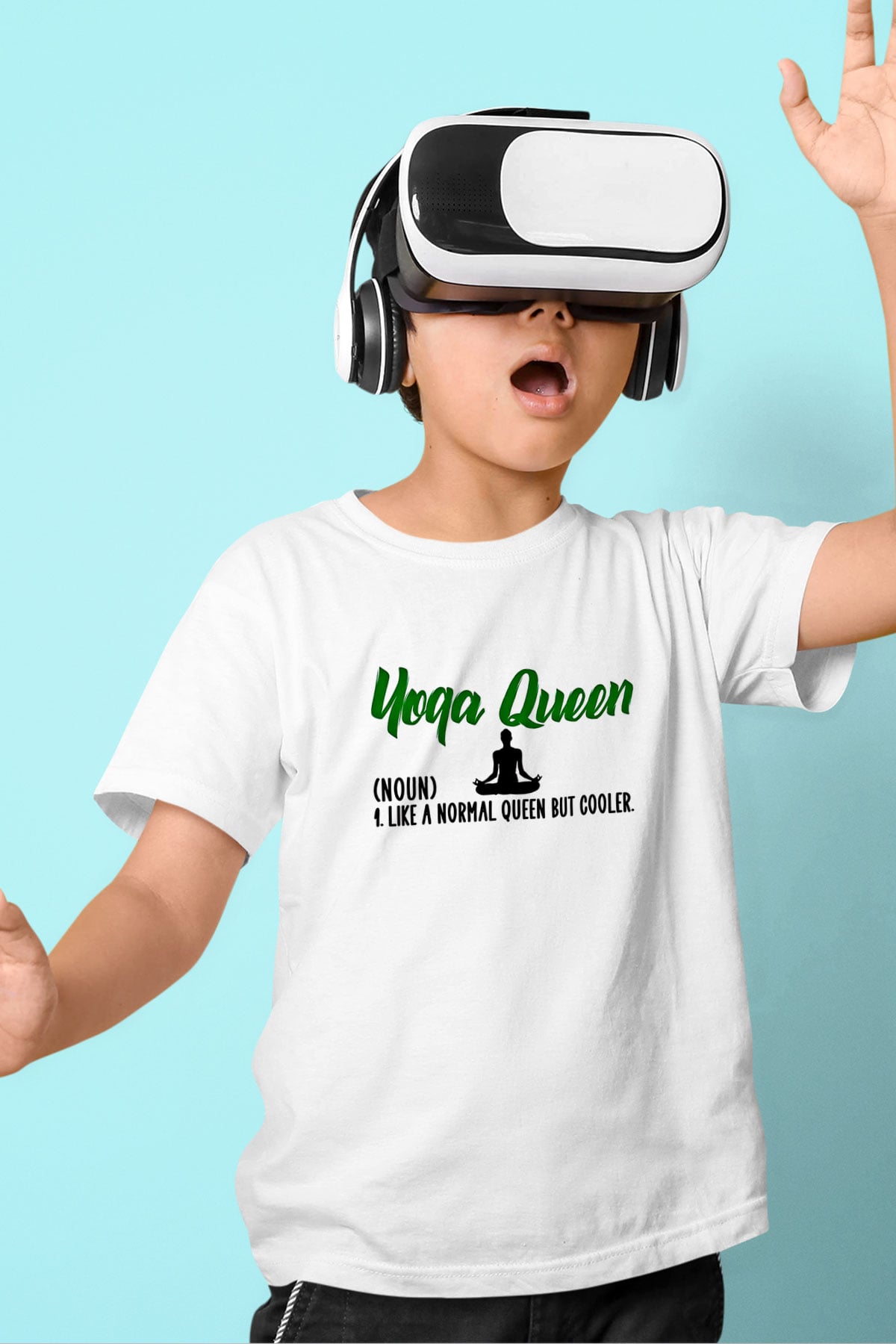 Yoga Baskılı Unisex Beyaz Çocuk Tişört - Tshirt