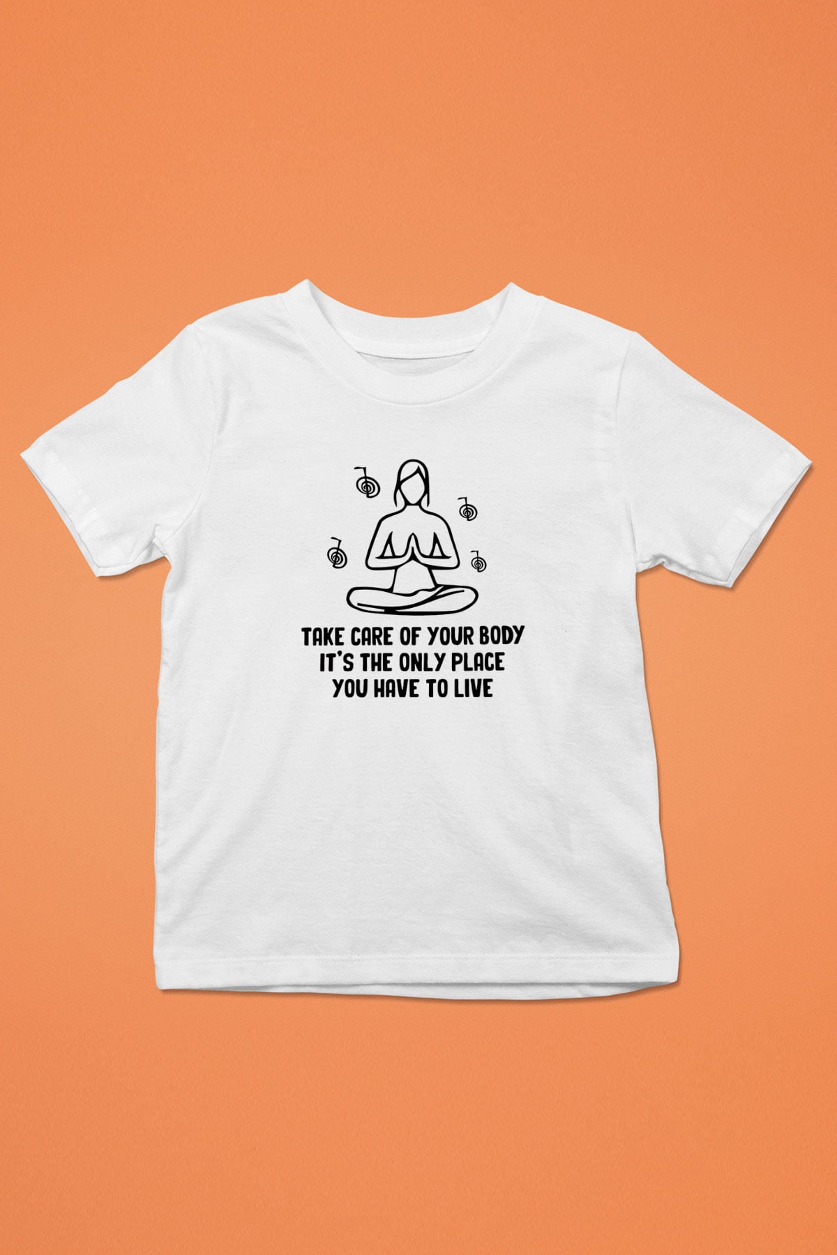 Yoga Baskılı Unisex Beyaz Çocuk Tişört - Tshirt