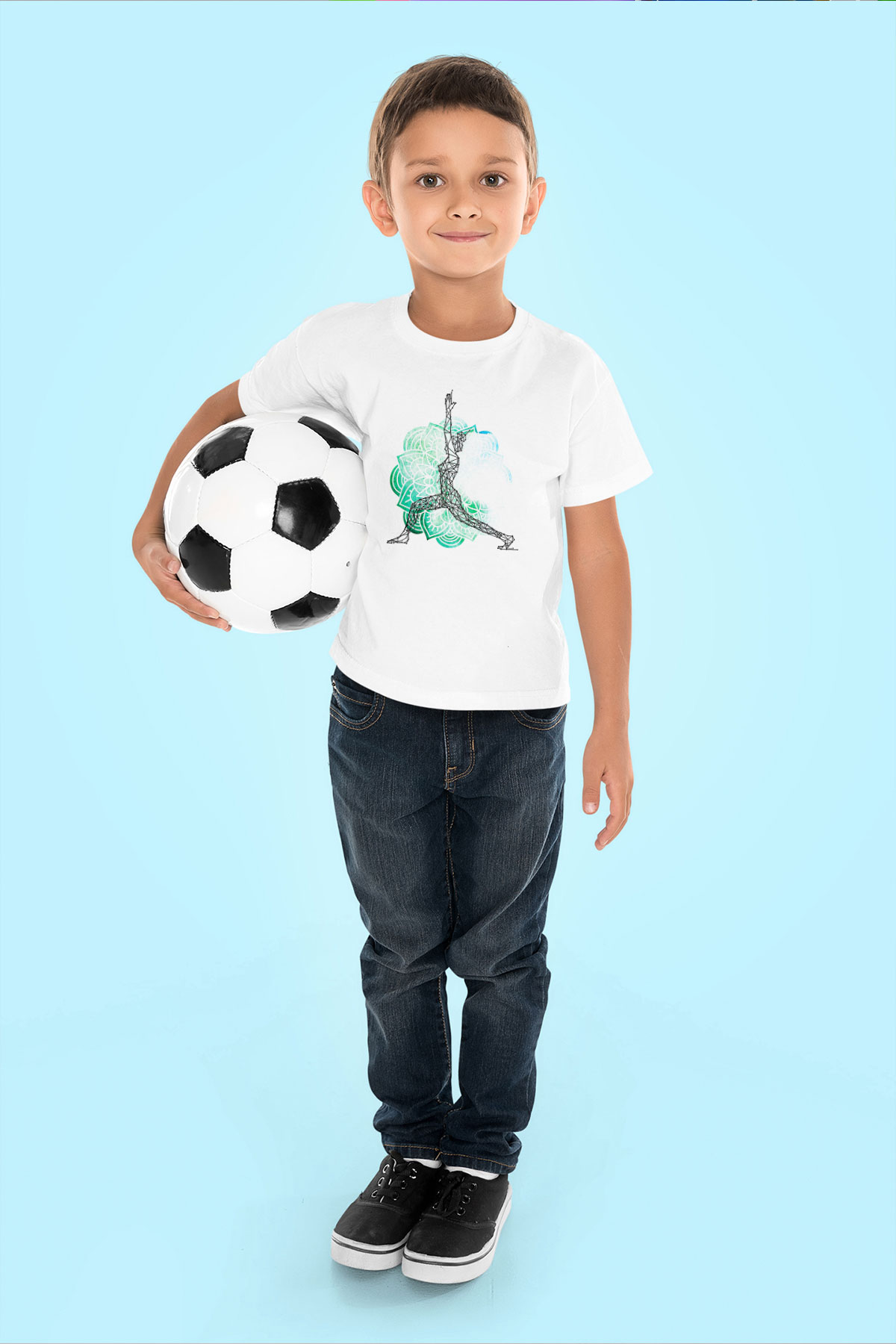 Yoga Baskılı Unisex Beyaz Çocuk Tişört - Tshirt