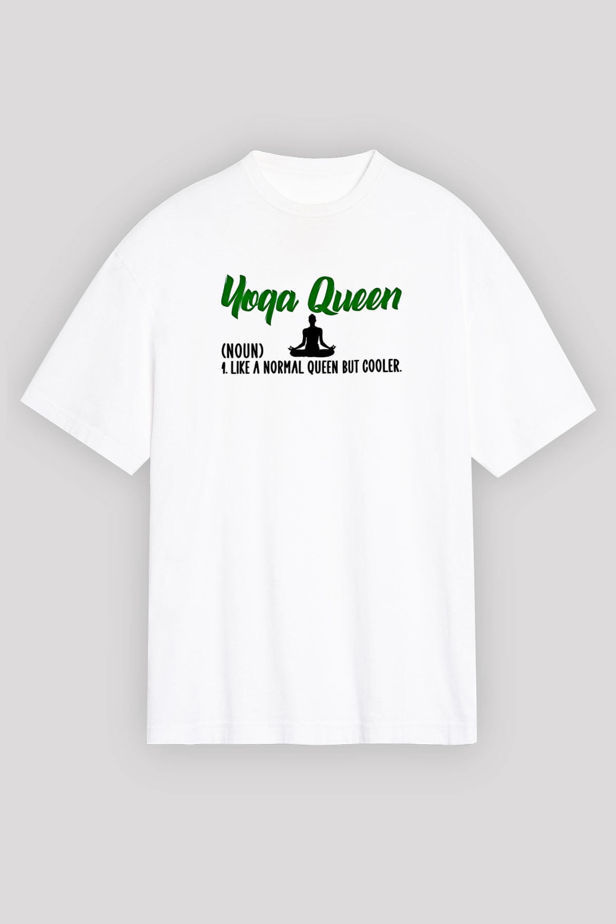 Yoga Baskılı Unisex Beyaz Oversize Tişört - Tshirt