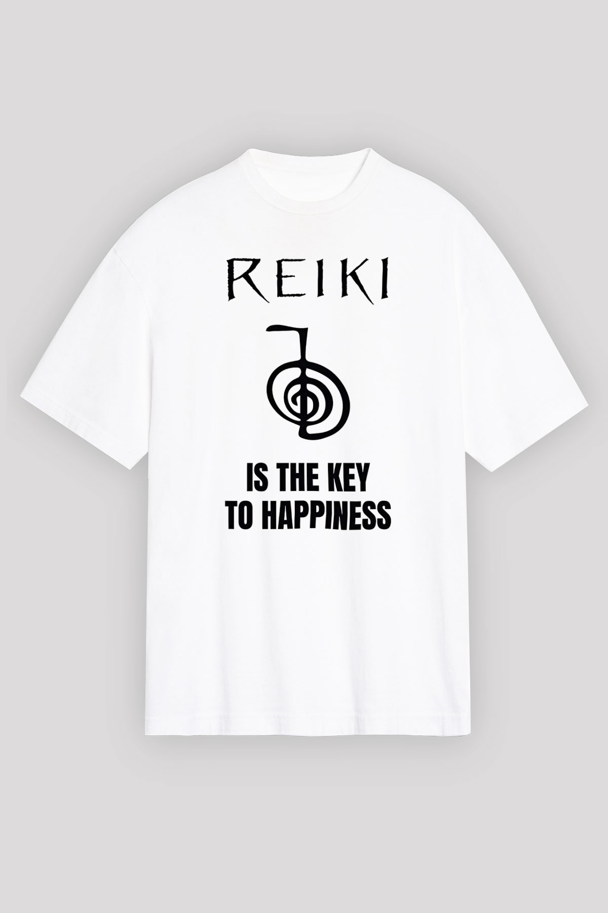 Yoga Baskılı Unisex Beyaz Oversize Tişört - Tshirt