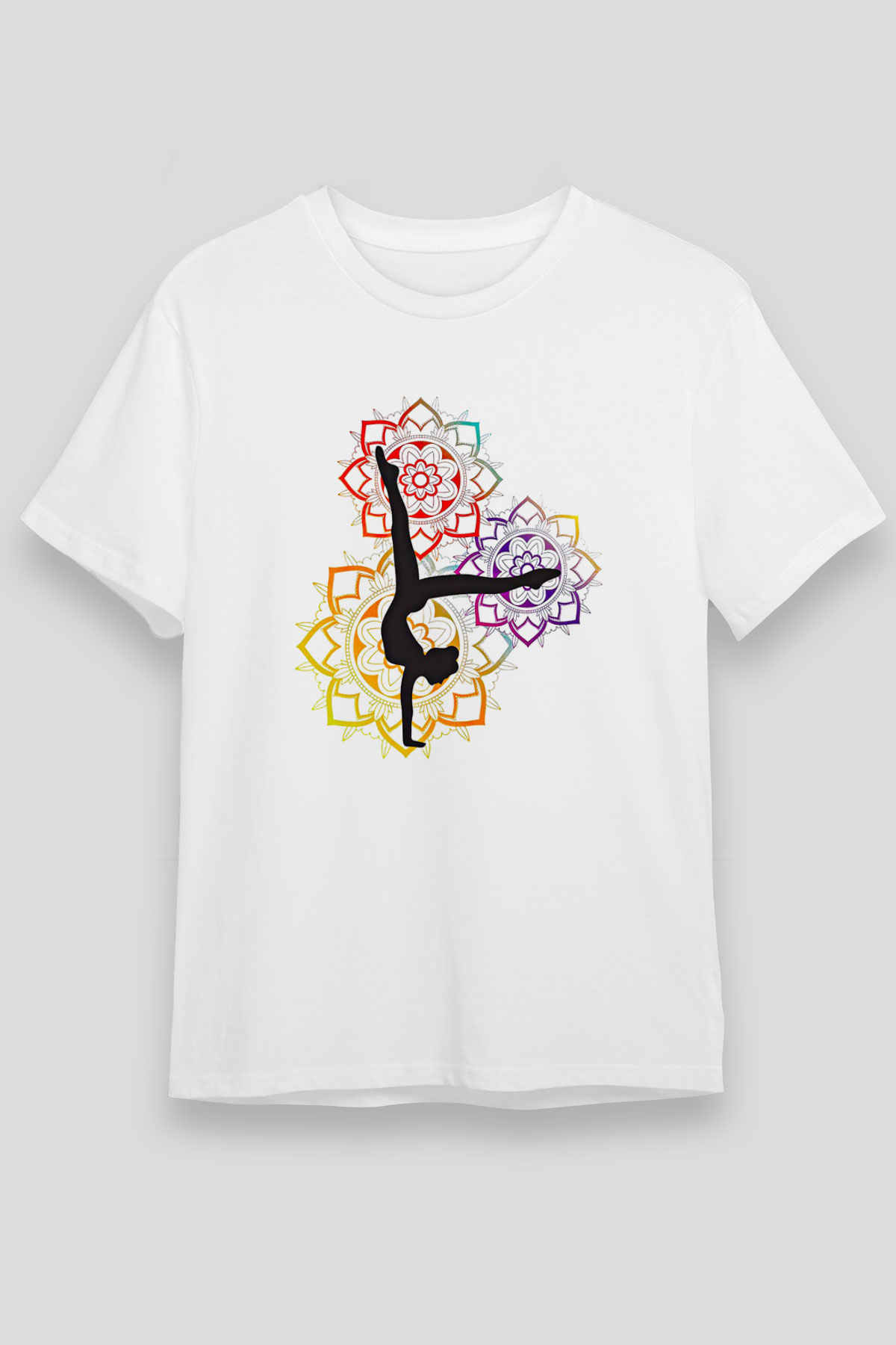 Yoga Baskılı Unisex Beyaz Tişört - Tshirt