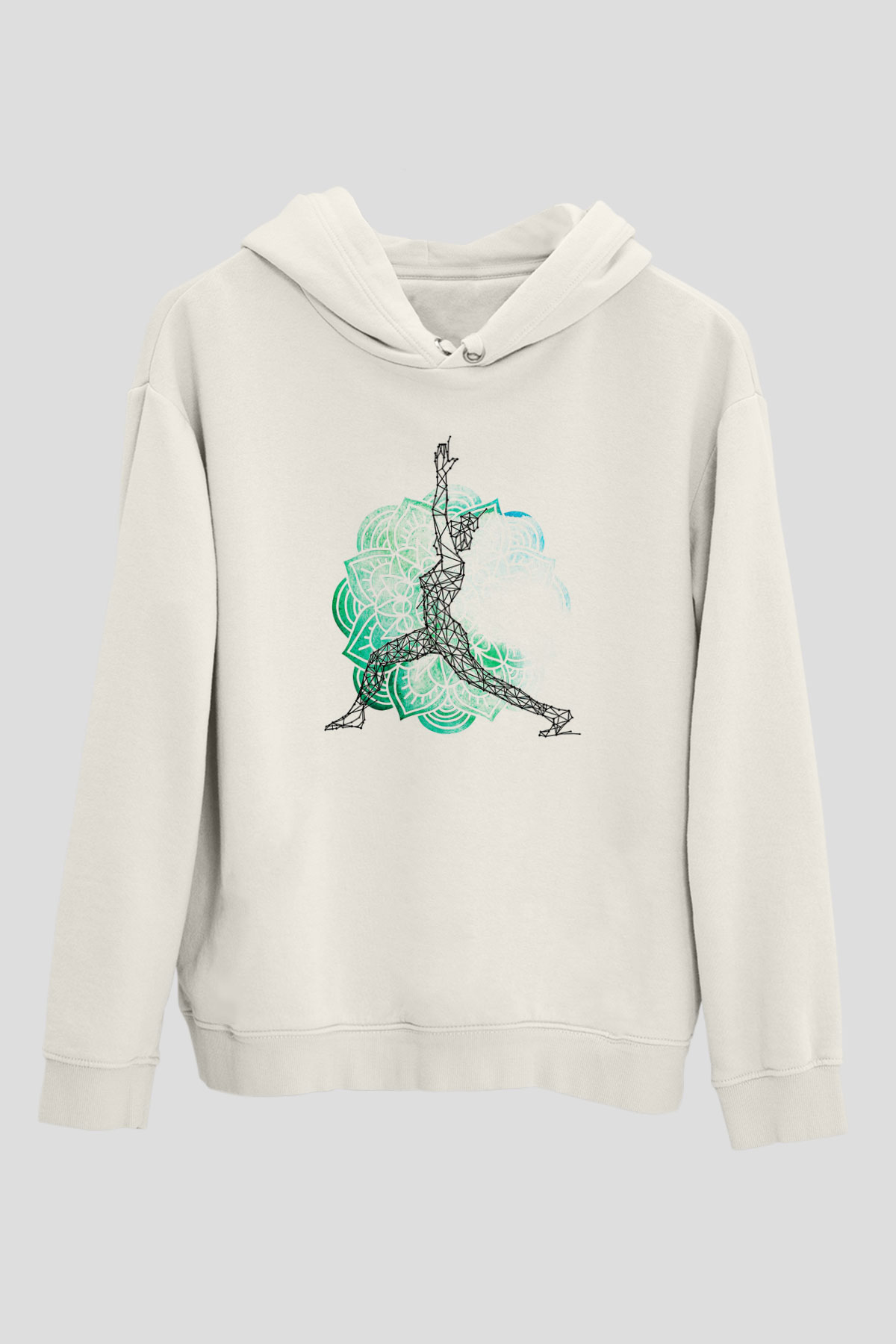 Yoga Baskılı Unisex Ekru Hoodie