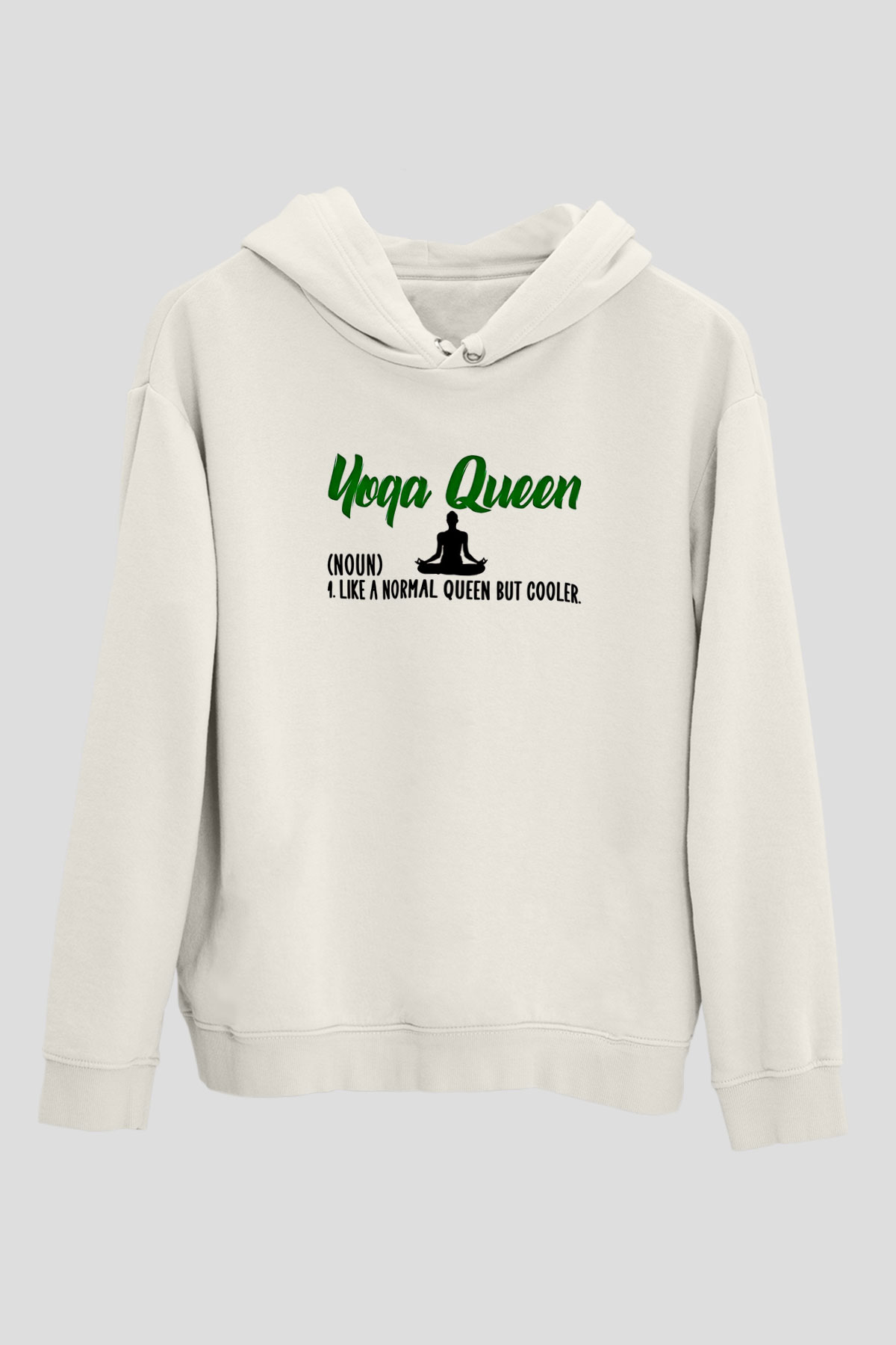 Yoga Baskılı Unisex Ekru Hoodie