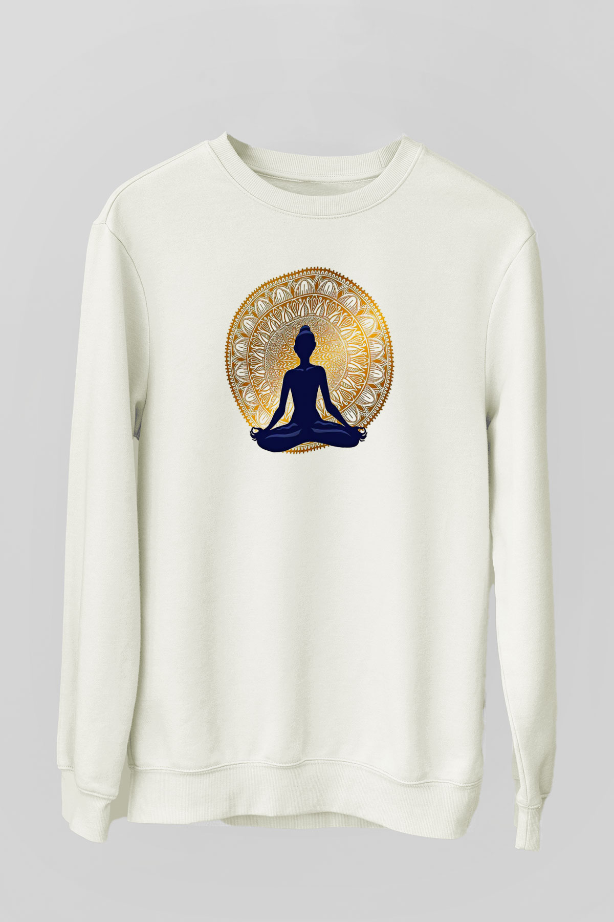 Yoga Baskılı Unisex Ekru Sweatshirt