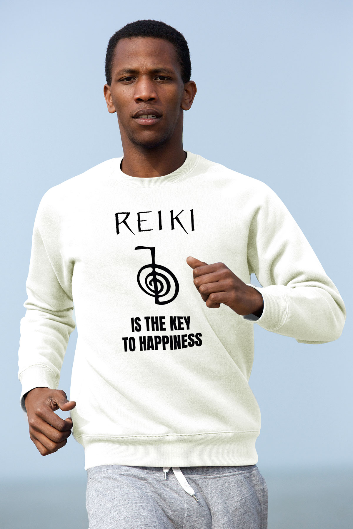 Yoga Baskılı Unisex Ekru Sweatshirt