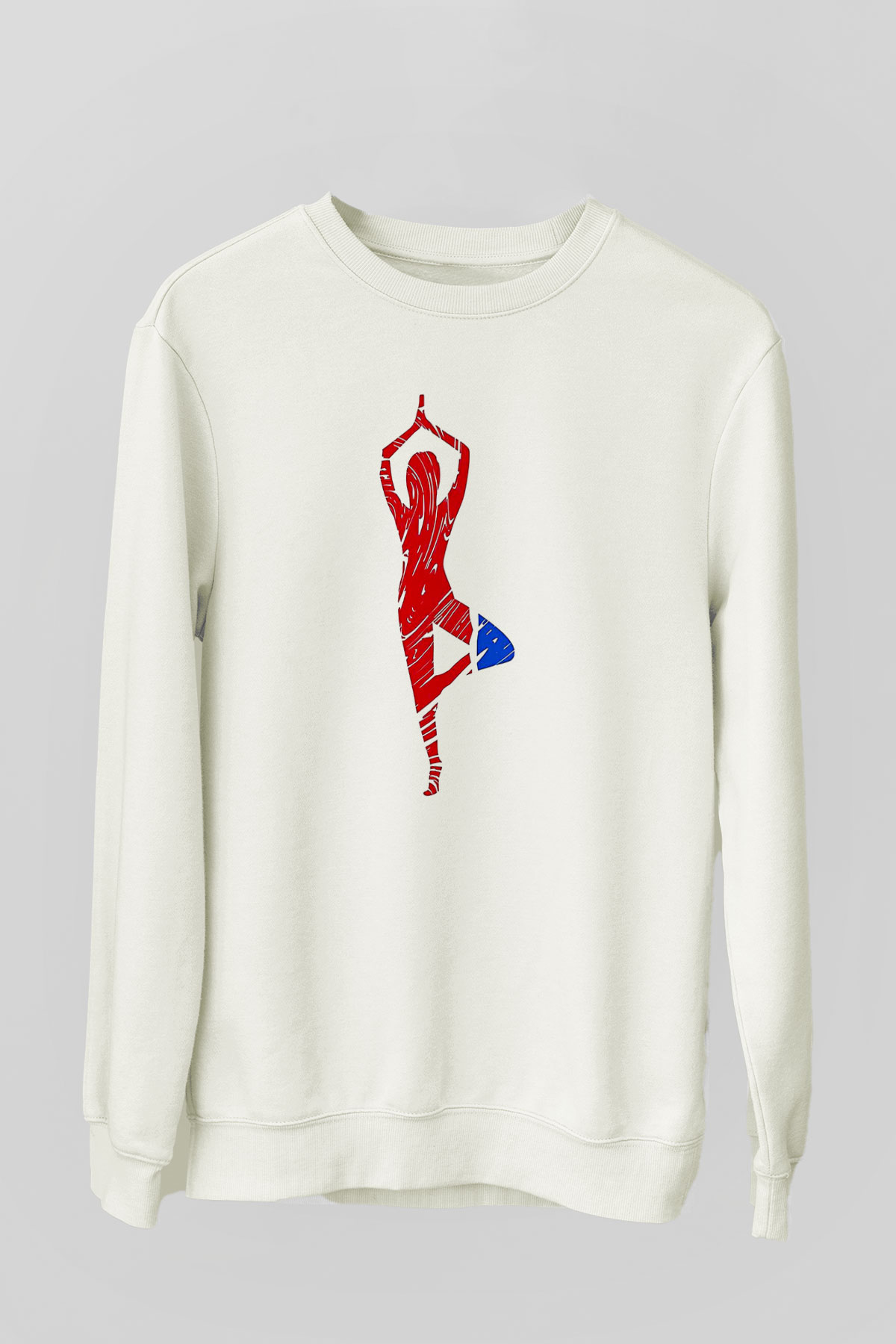 Yoga Baskılı Unisex Ekru Sweatshirt