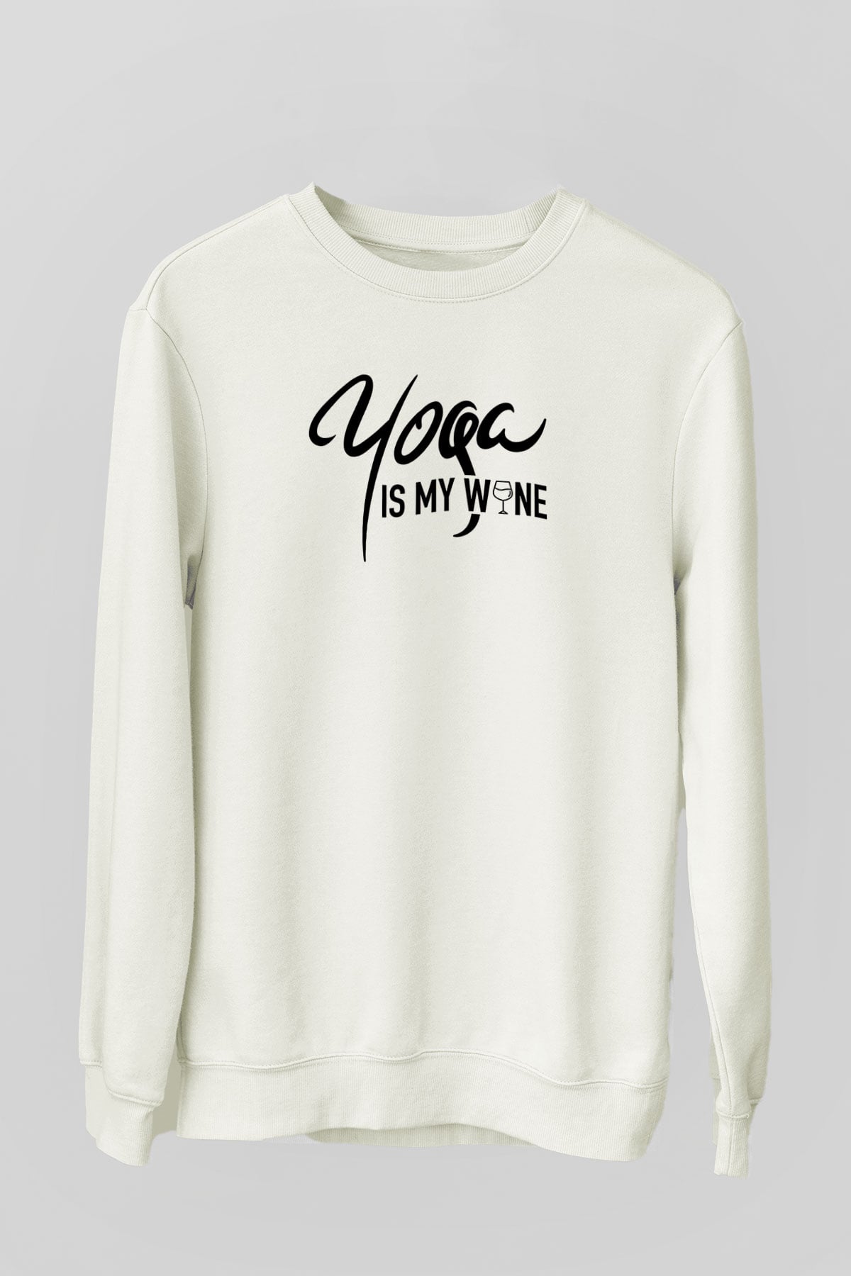 Yoga Baskılı Unisex Ekru Sweatshirt