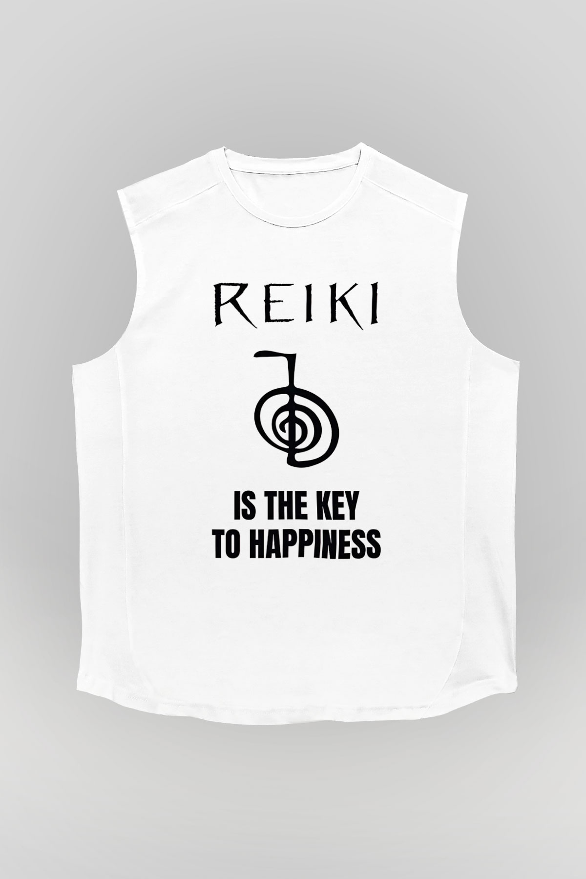 Yoga Baskılı Unisex Kolsuz Beyaz Tişört