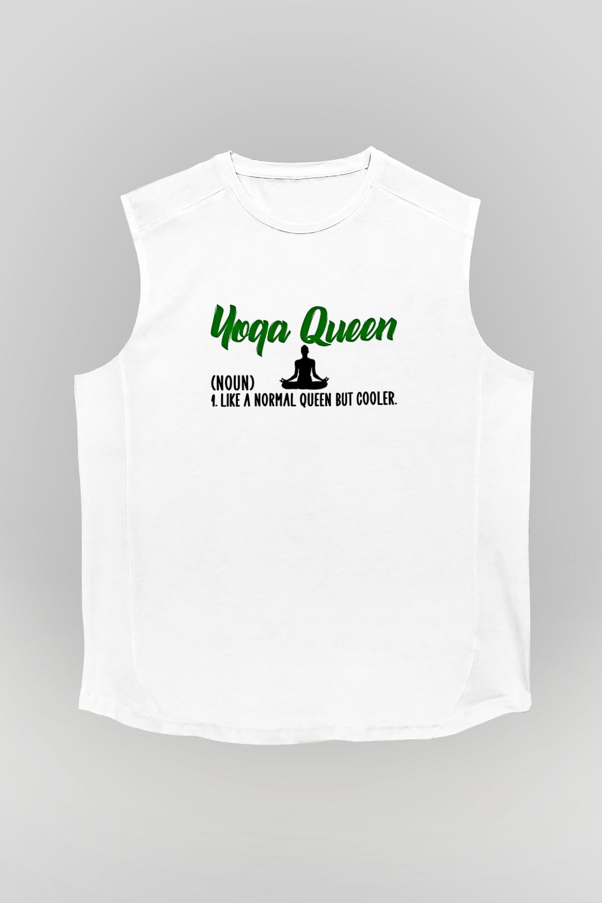 Yoga Baskılı Unisex Kolsuz Beyaz Tişört