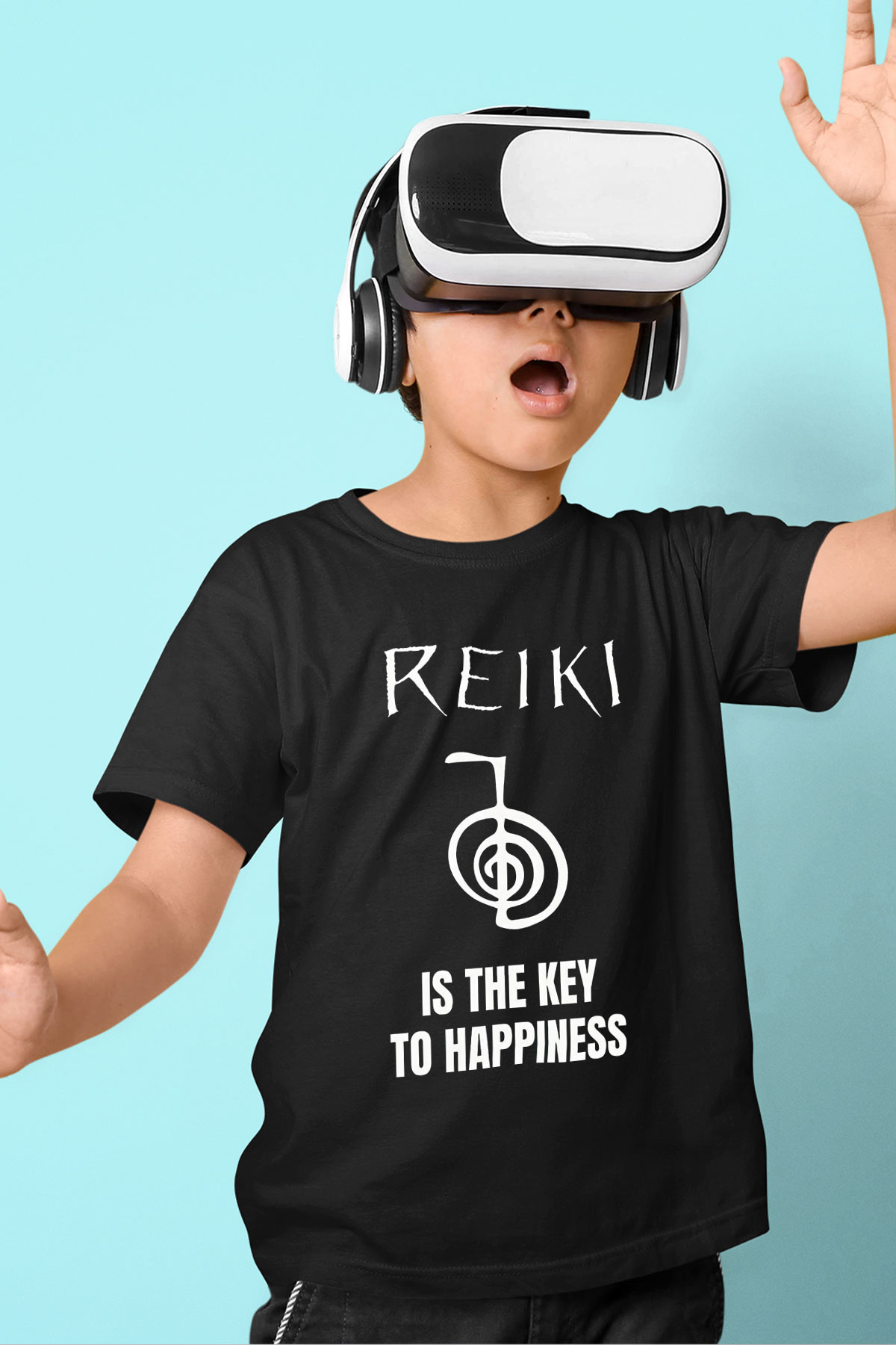 Yoga Baskılı Unisex Siyah Çocuk Tİşörtü - Tshirt