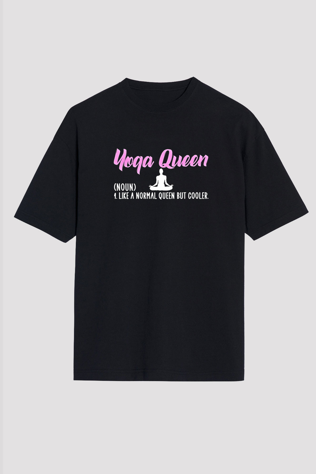 Yoga Baskılı Unisex Siyah Oversize Tişört