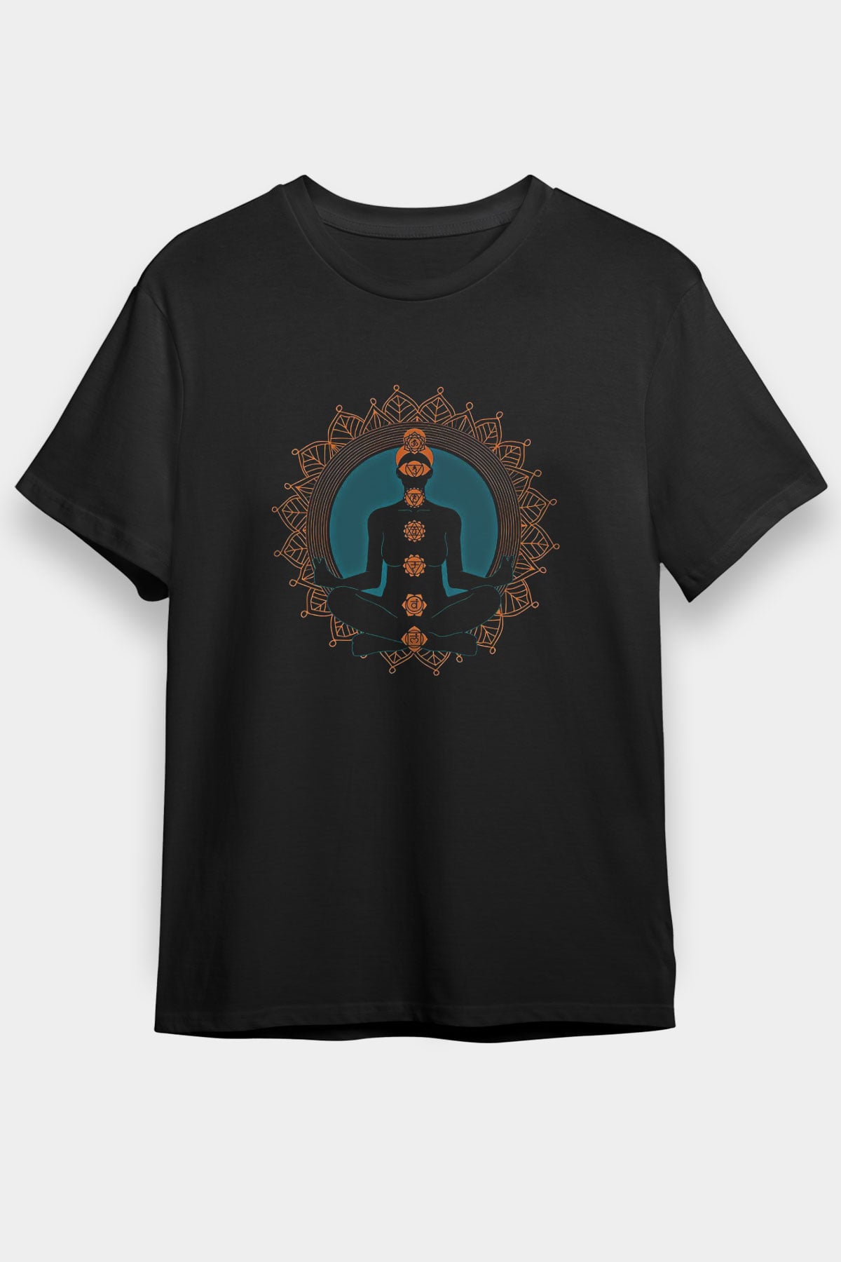 Yoga Baskılı Unisex Siyah Tişört - Tshirt