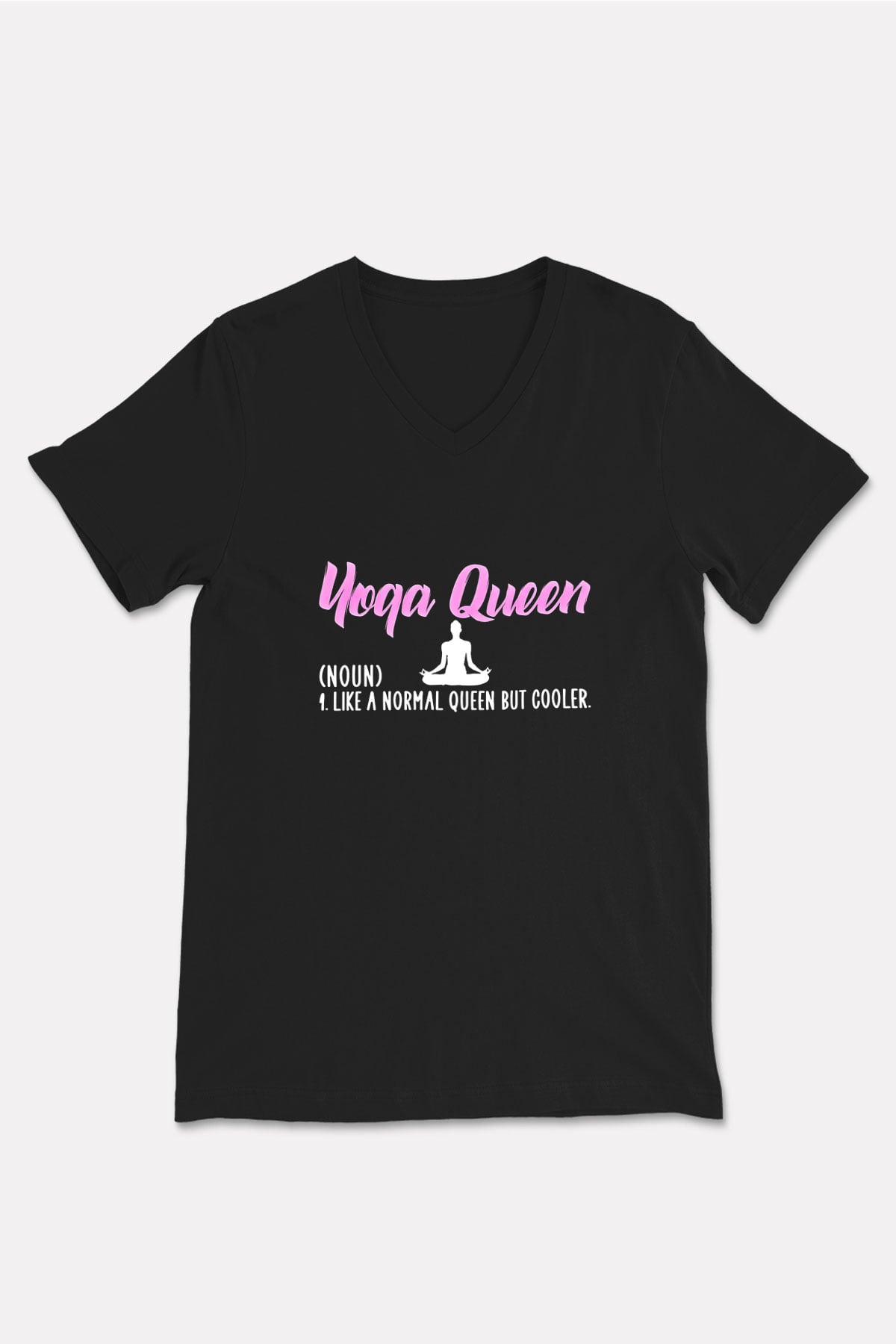 Yoga Baskılı Unisex Siyah V Yaka Tişört