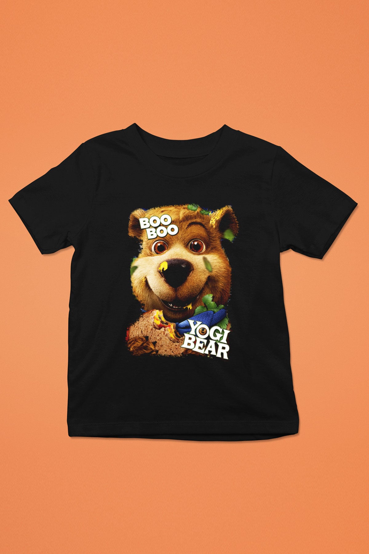 Yogi Bear Ayı Yogi Baskılı Siyah Unisex Çocuk Tişört