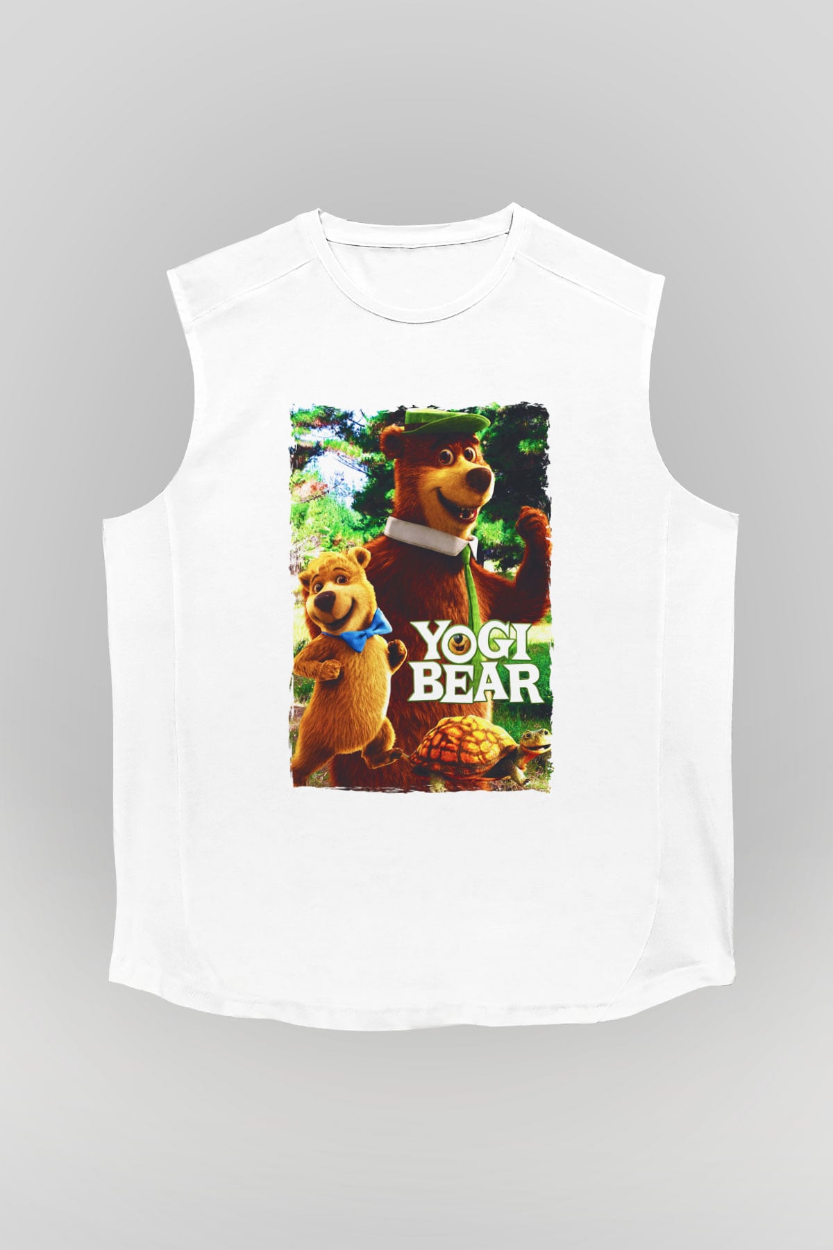 Yogi Bear Ayı Yogi Beyaz Unisex  Kolsuz Tişört