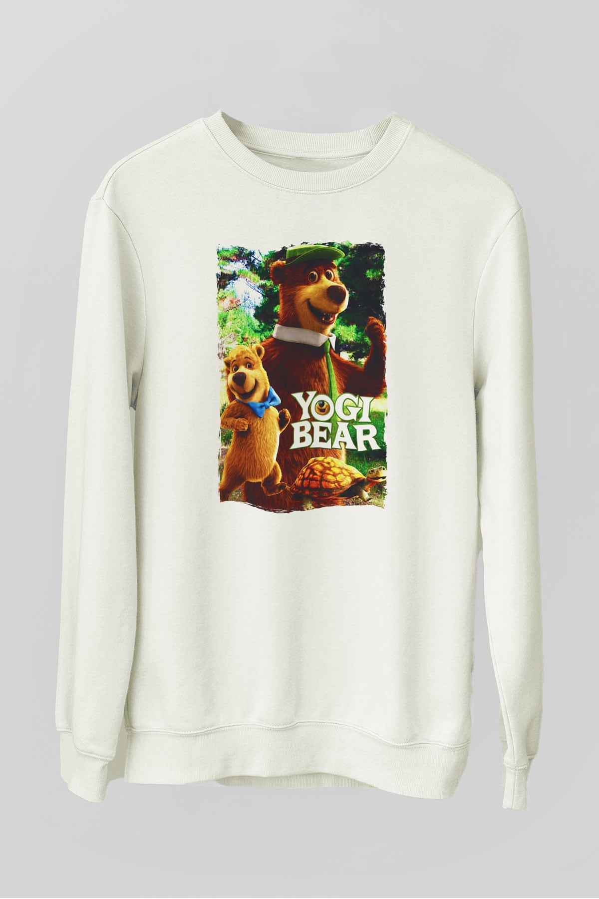 Yogi Bear Ayı Yogi Beyaz Unisex  Sweatshirt