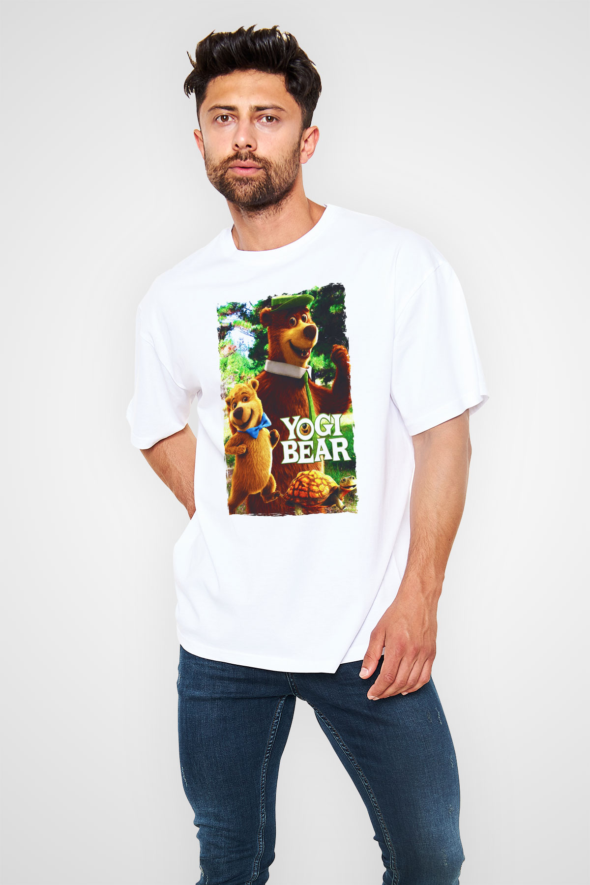 Yogi Bear Ayı Yogi Beyaz Oversize Tişört