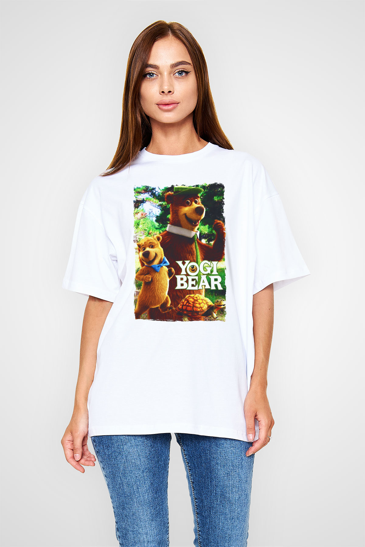 Yogi Bear Ayı Yogi Beyaz Oversize Tişört