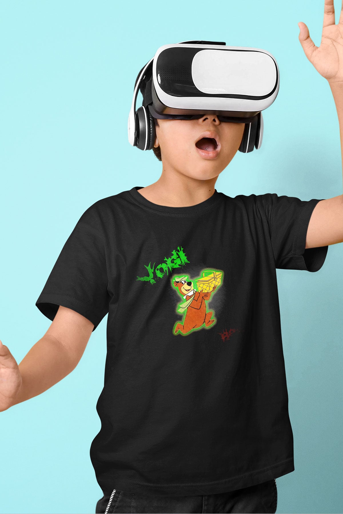 Yogi Bear Ayı Yogi Siyah Unisex  Çocuk Tişört