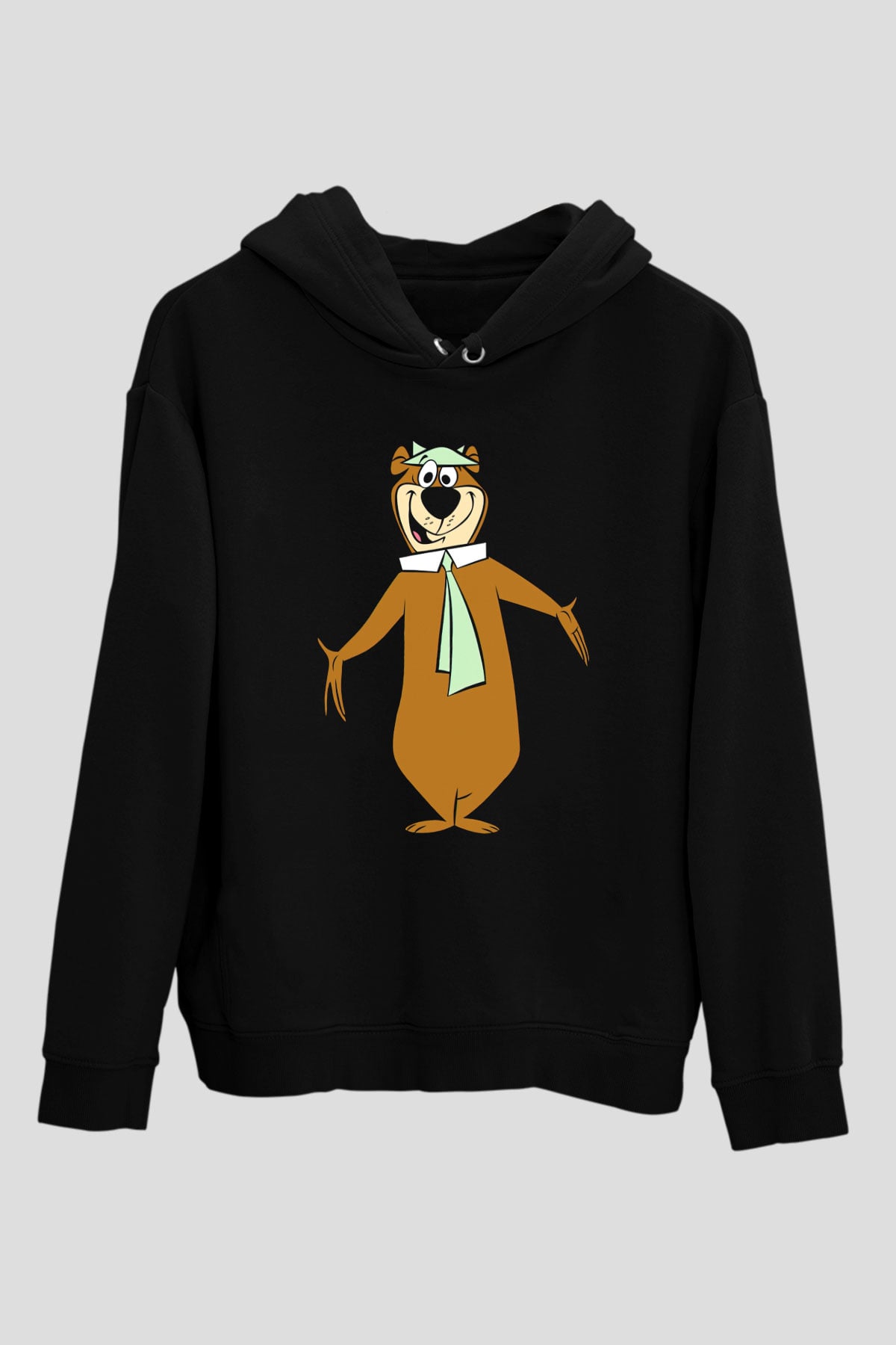 Yogi Bear Ayı Yogi Siyah Unisex Kapüşonlu Sweatshirt
