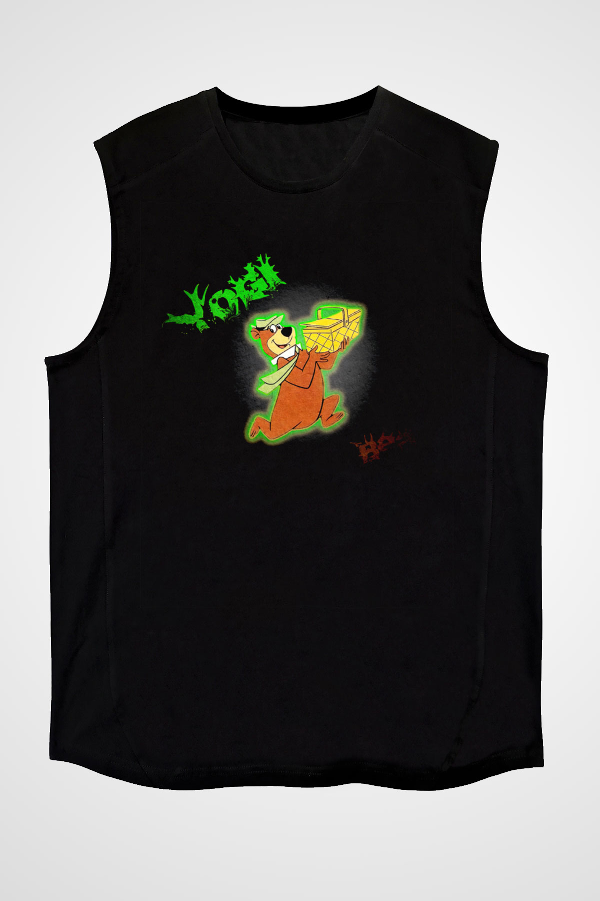 Yogi Bear Ayı Yogi Siyah Unisex  Kolsuz Tişört
