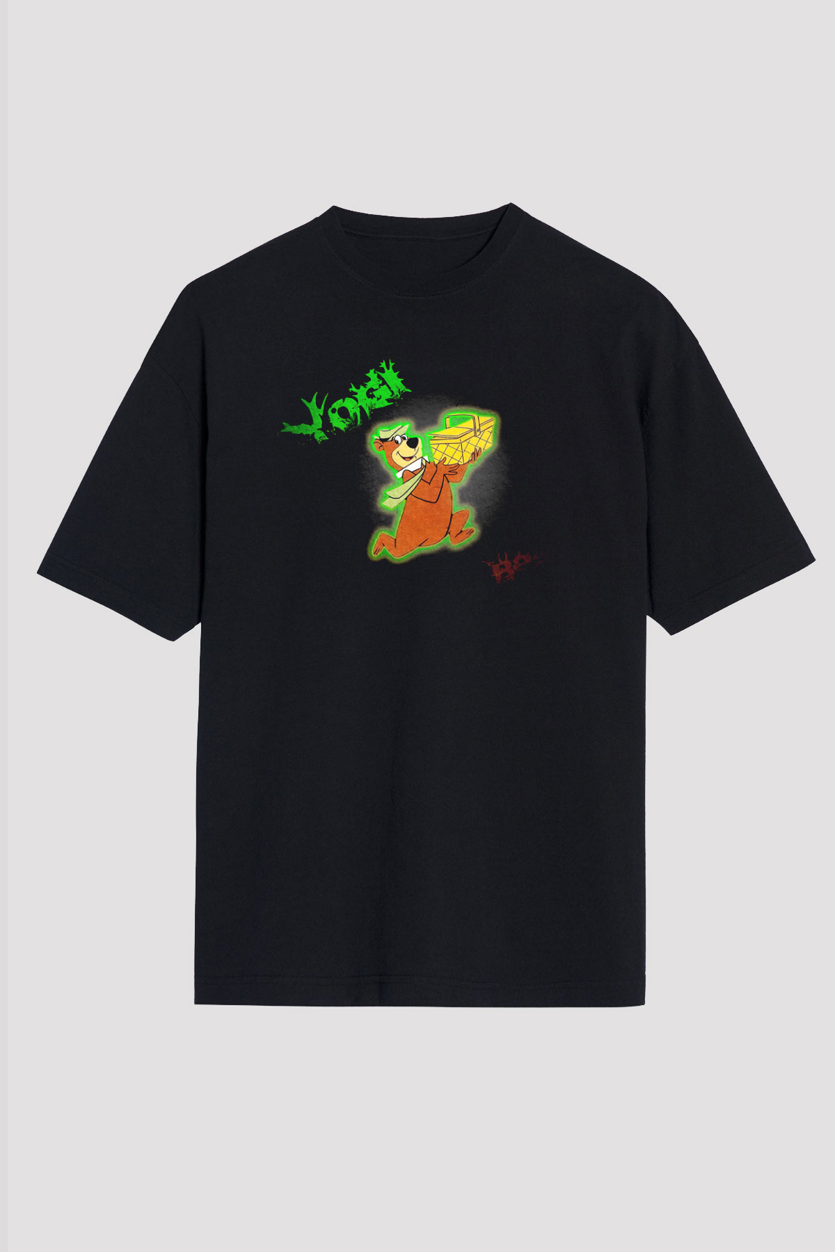Yogi Bear Ayı Yogi Siyah Oversize Tişört