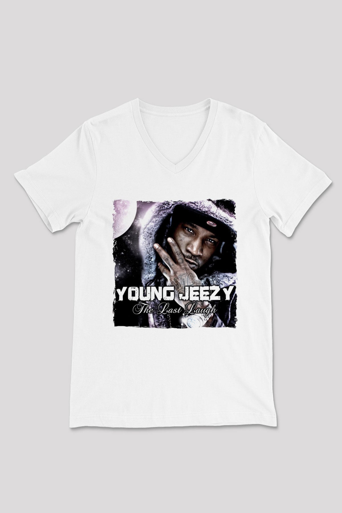 Young Jeezy Beyaz Unisex V Yaka Tişört